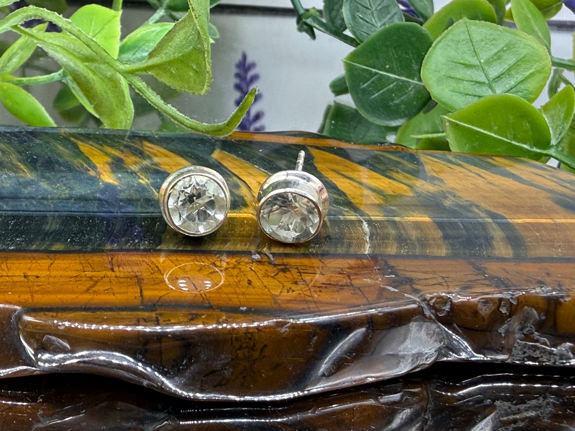 White Topaz Stud Earrings ✨, 8mmx8mm Crystal Wellness
