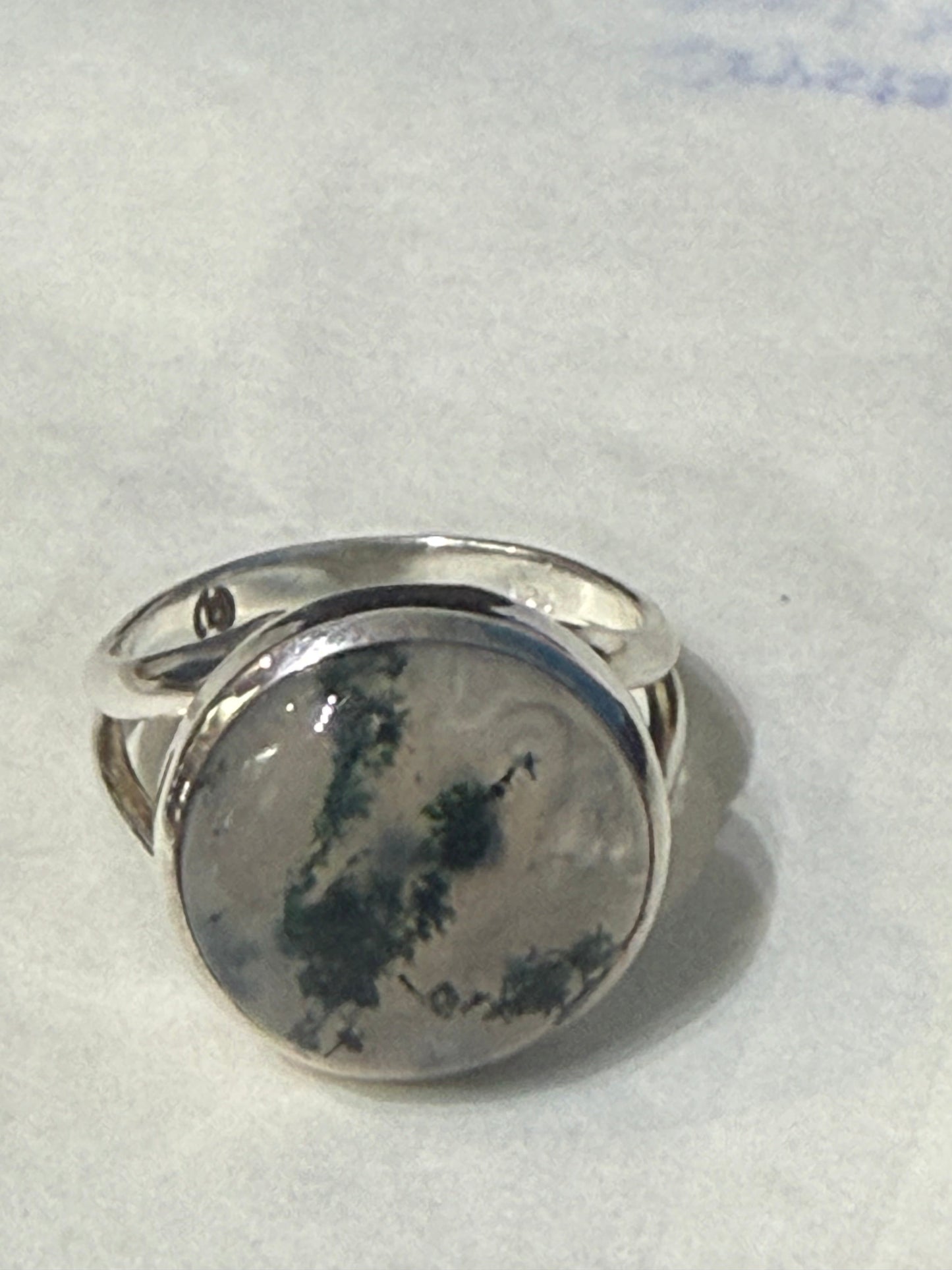 Moss Agate Sterling Silver Ring – Size 8 Crystal Wellness