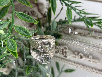 Radiant Clarity – White Topaz Men’s Sterling Silver Ring Crystal Wellness