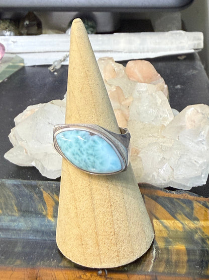 💙 Larimar Ring — The Stone of Calm & Gentle Expression, size 8 Crystal Wellness
