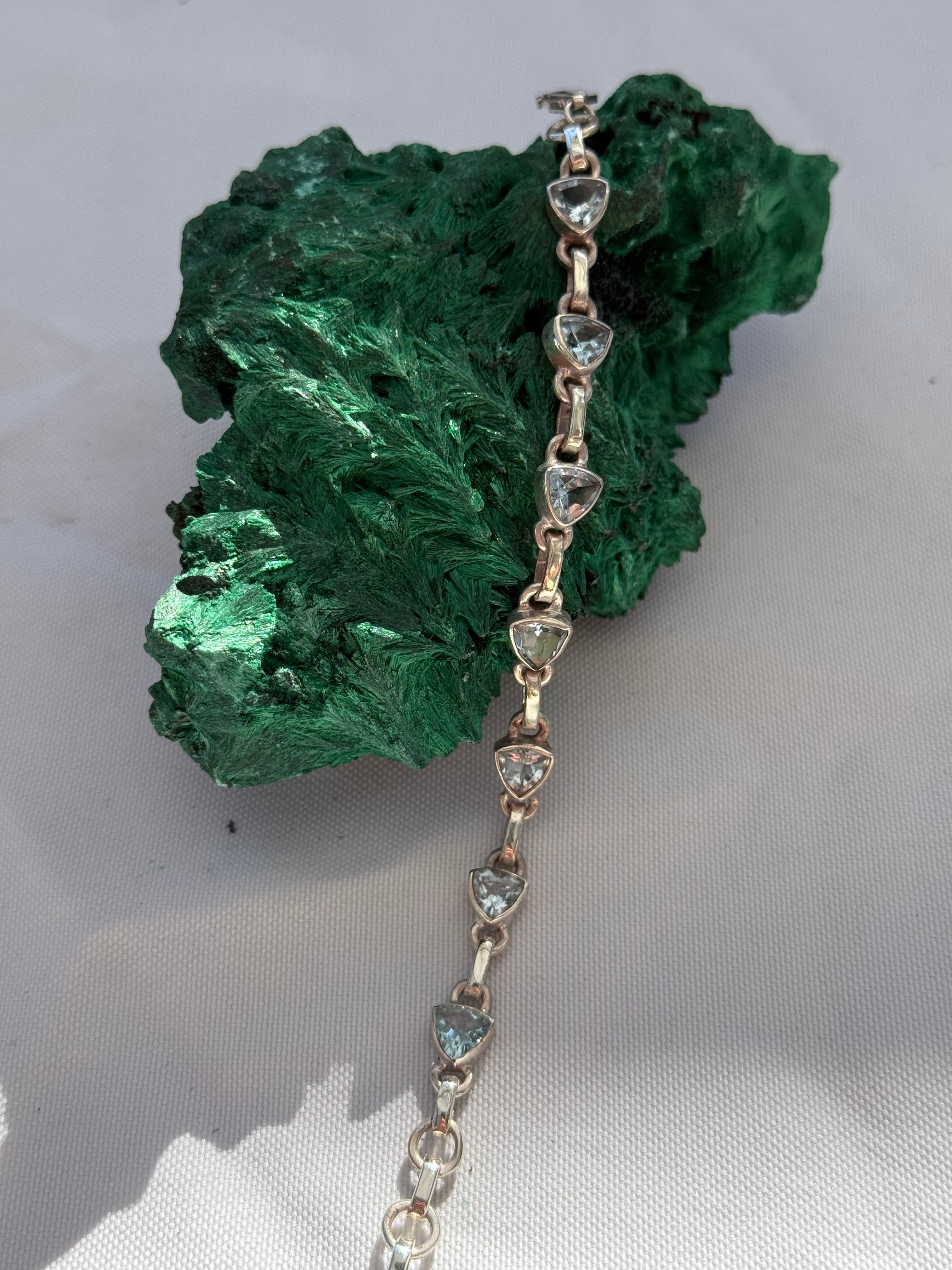 Blue Topaz Silver Bracelet Crystal Wellness