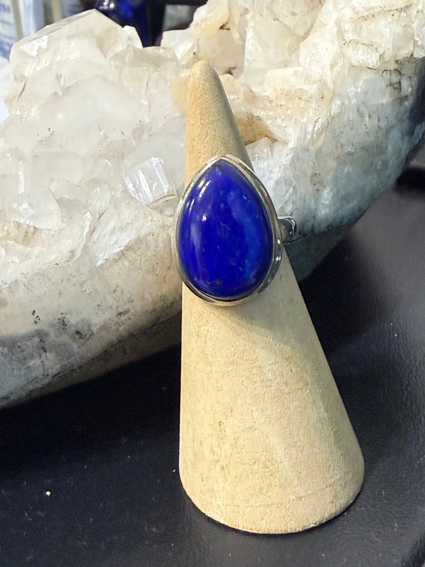 Lapis Lazuli Sterling Silver Ring Size 6.5 Crystal Wellness