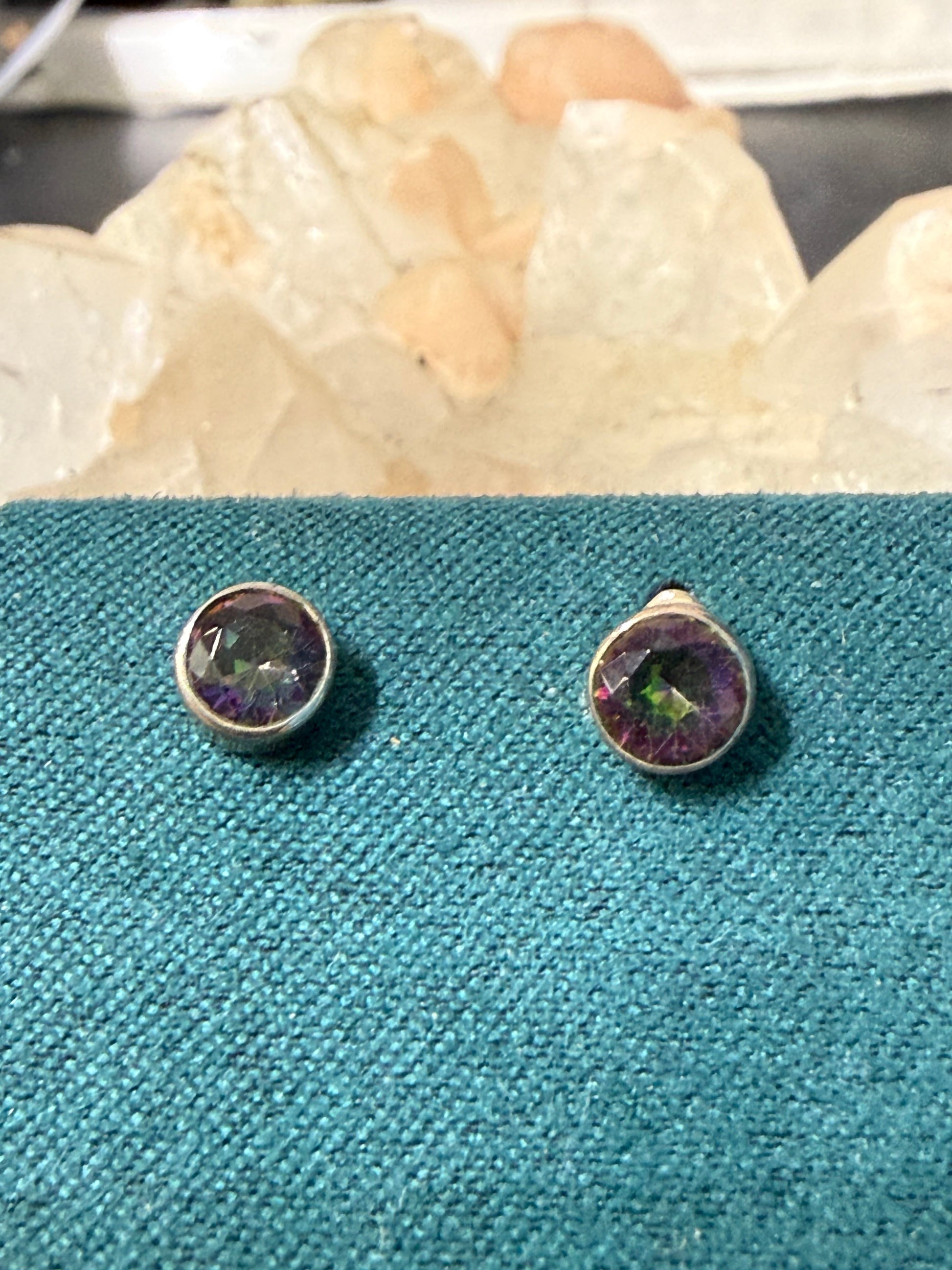 Mystic Topaz Stud Earrings – Radiance of Transformation & Joy, 5mmx5mm Crystal Wellness