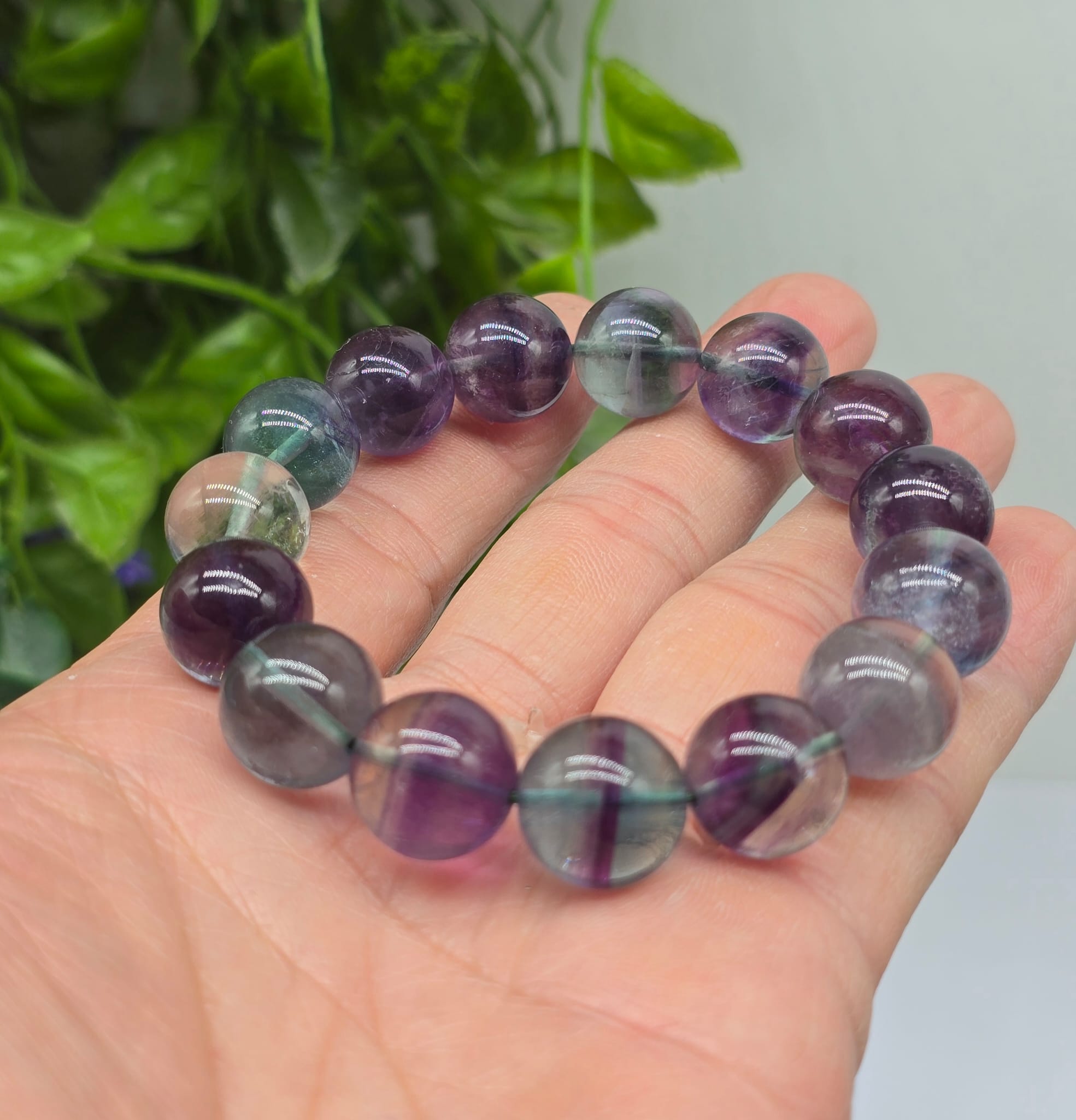 Multicolour Rainbow Fluorite 14mm Beads Bracelet – High Grade Crystal Wellness