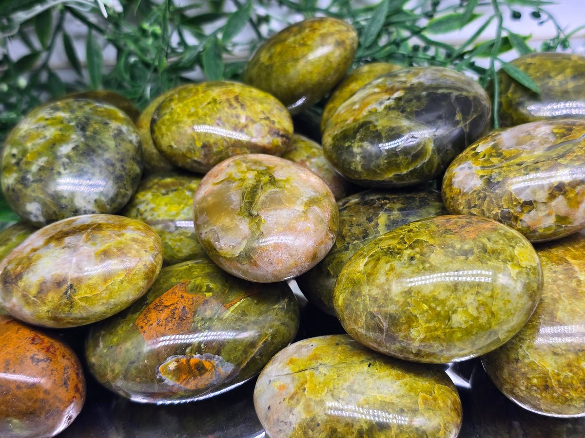 Green Opal Palmstone — Stone of Renewal, Emotional Balance & Heart Healing Crystal Wellness