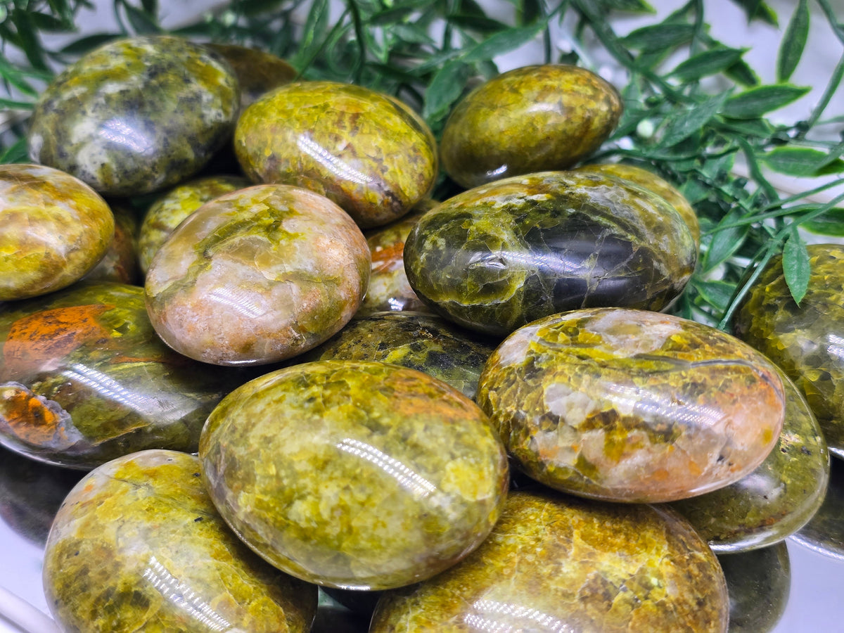 Green Opal Palmstone — Stone of Renewal, Emotional Balance & Heart Healing Crystal Wellness
