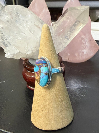 KINGMAN PINK DAHLIA TURQUOISE RING – Love, Confidence & Emotional Balance, size 8 Crystal Wellness