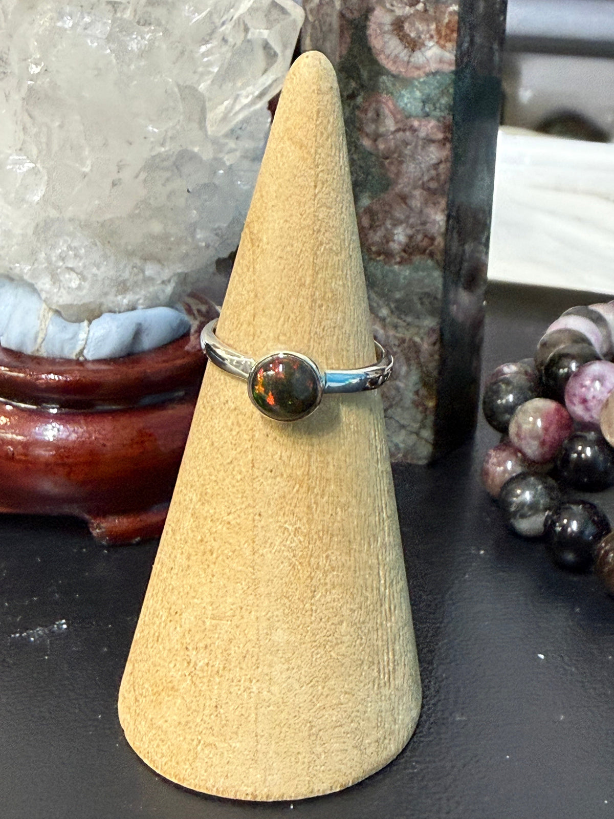 CHALAMA BLACK OPAL RING
“Stone of Mystery, Intuition & Transformation”, size 6 Crystal Wellness