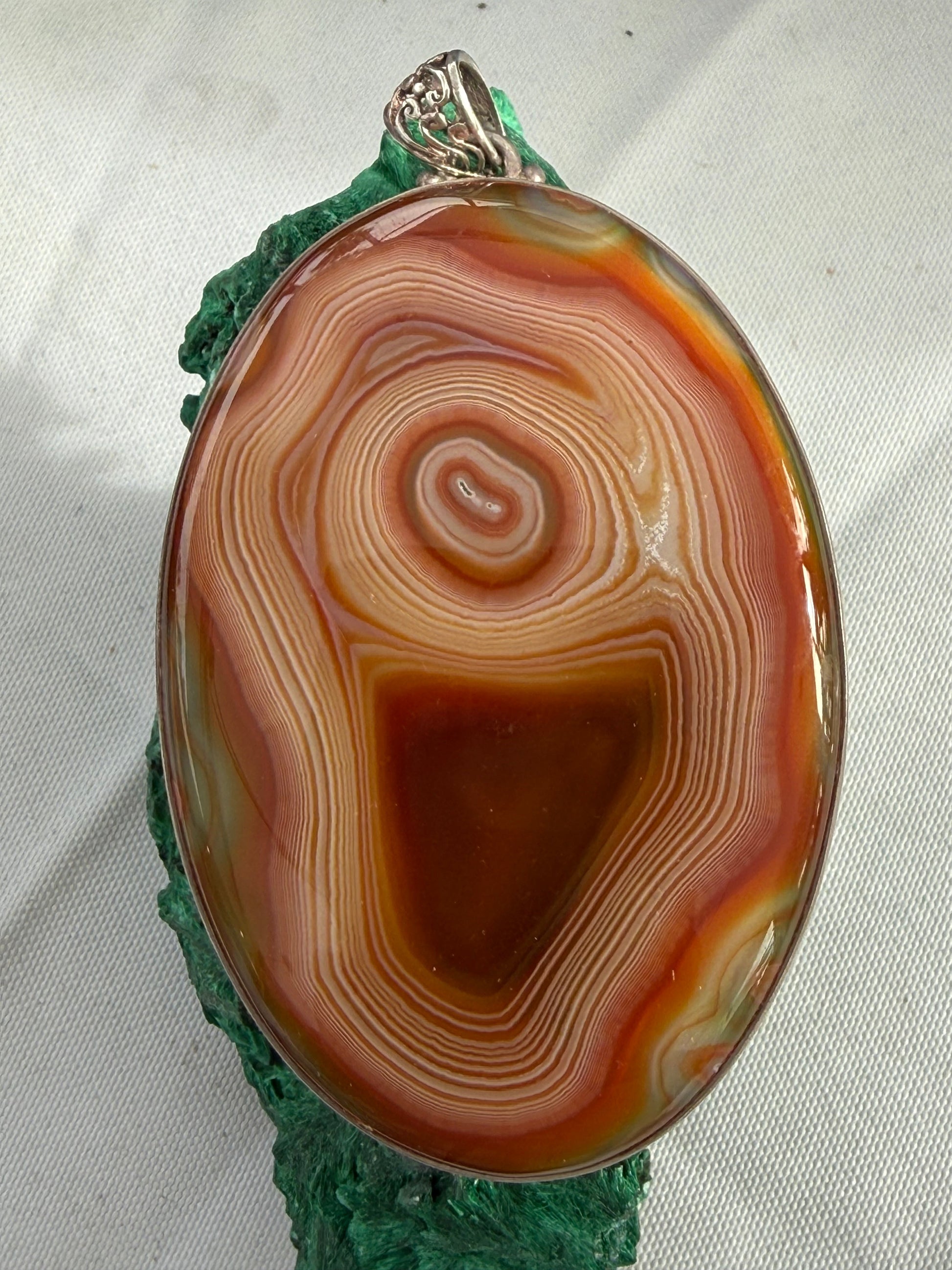 Lake Superior Agate Michigan Silver Pendant 72mmx50mm Crystal Wellness