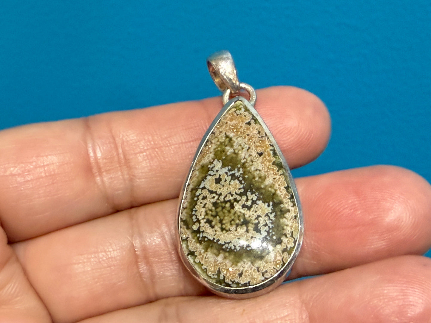 Ocean Jasper Pendant, 35mmx21mm Crystal Wellness