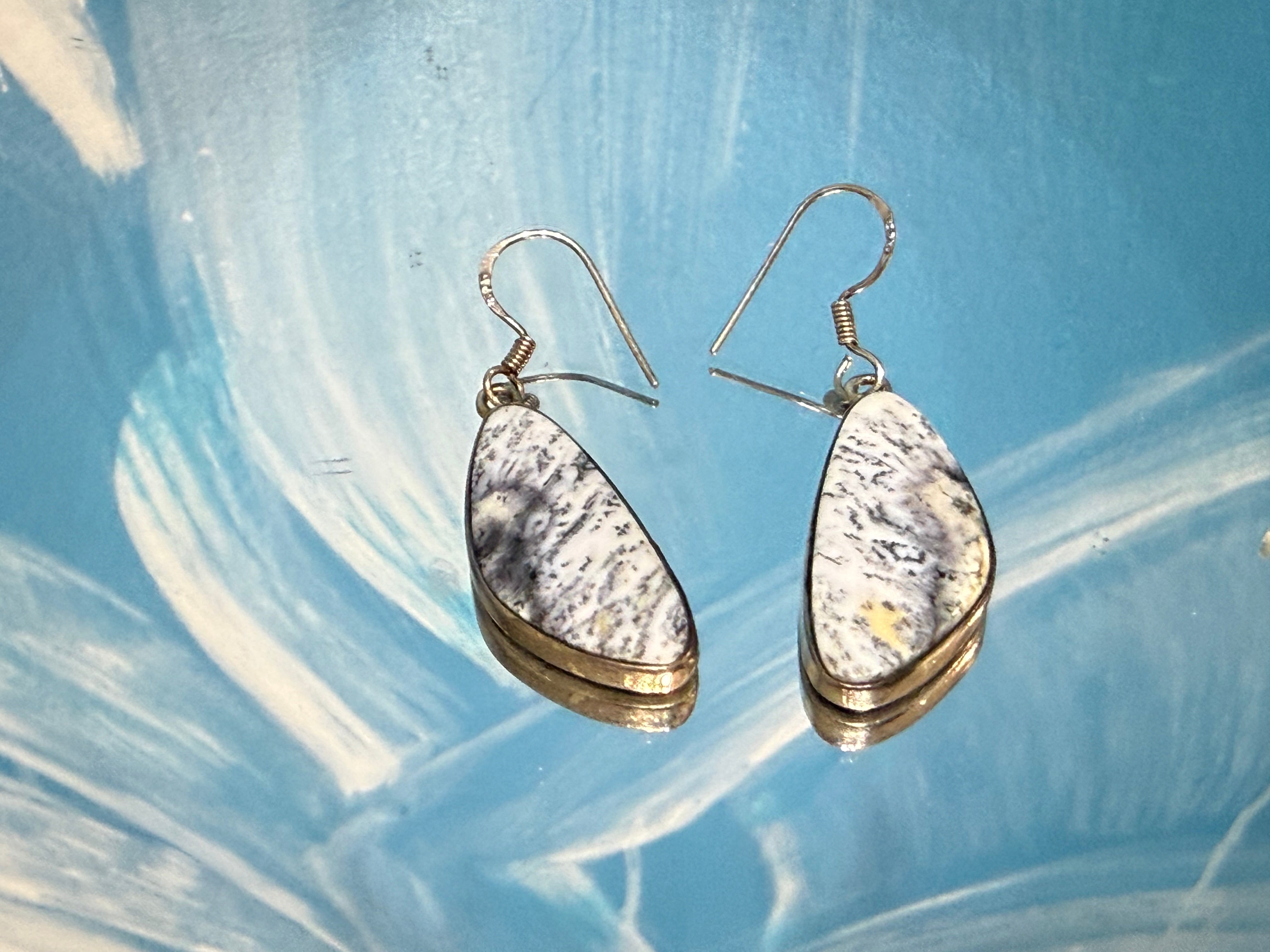 Dendritic Opal Earrings — Nature’s Story of Growth, 29mmx18mm Crystal Wellness