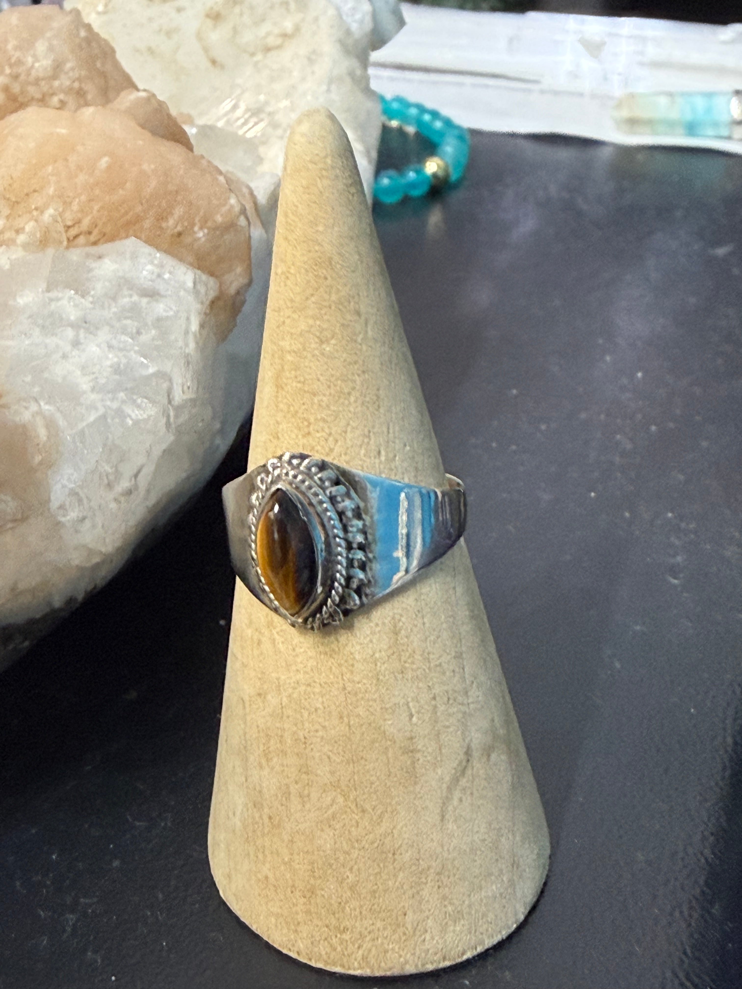 Golden Tiger Eye Ring, size 8  – Strength, Protection & Confidence Crystal Wellness