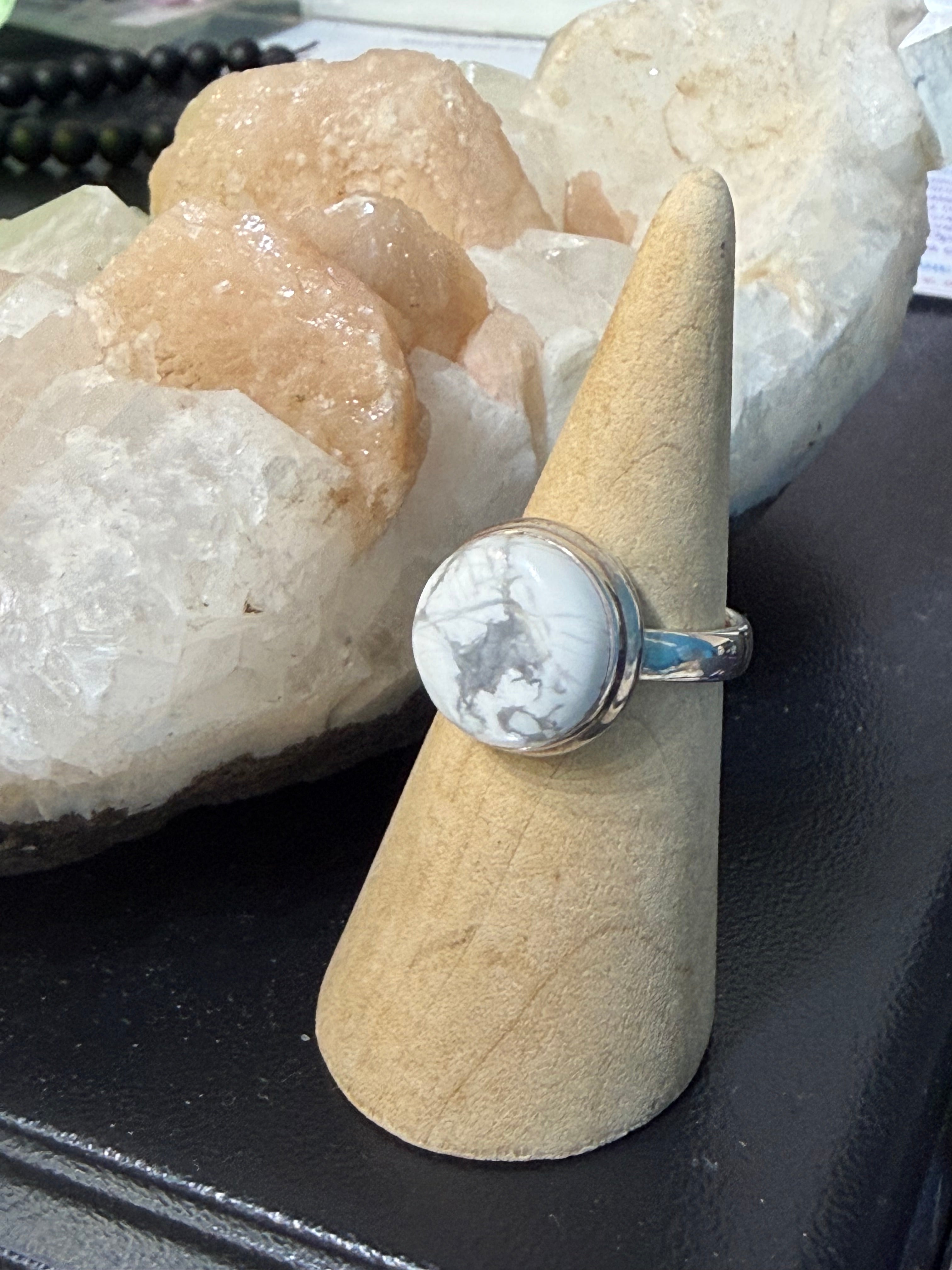Howlite Ring, size 8.5 – Serenity of the Soul Crystal Wellness