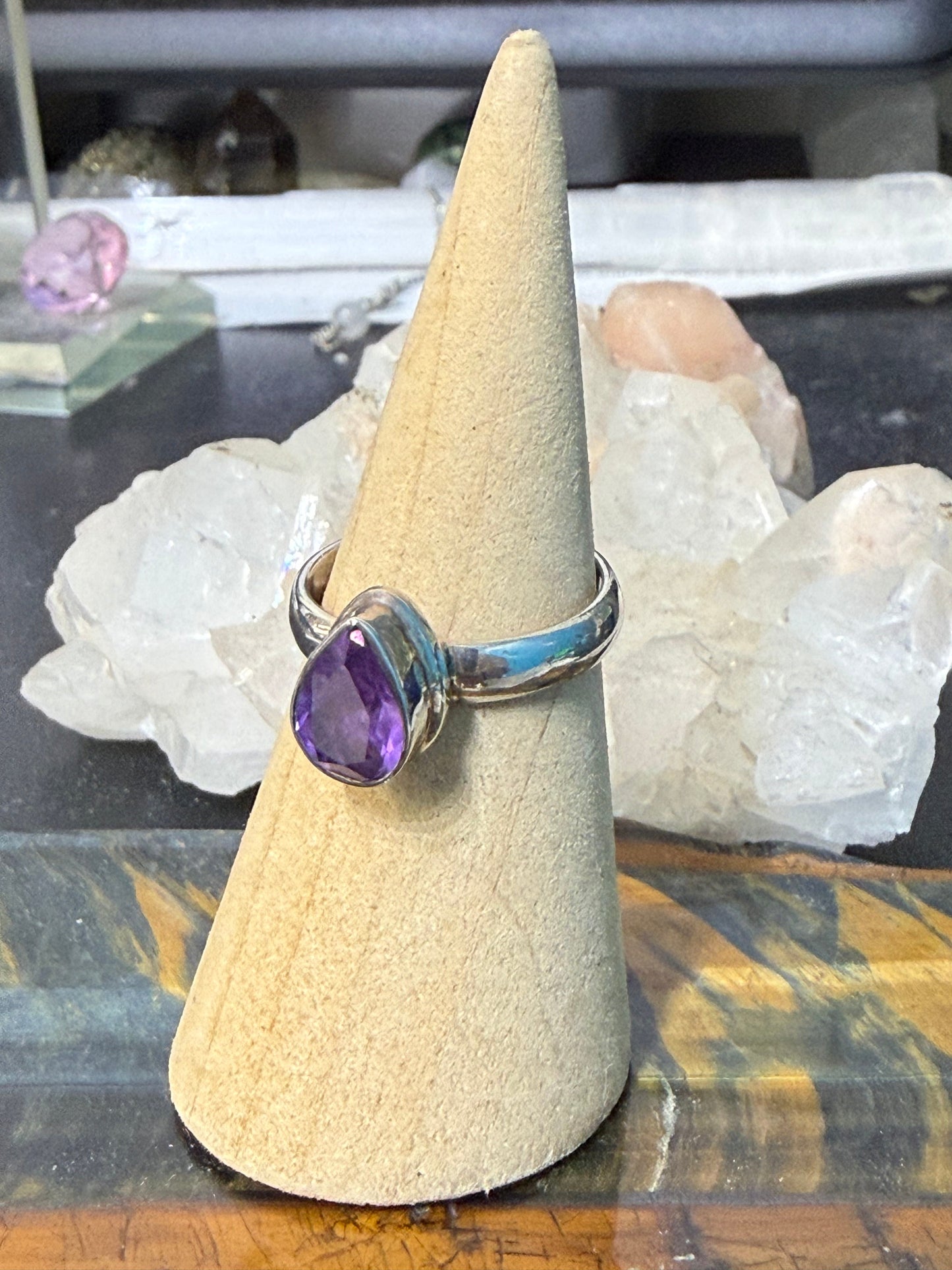💜 Amethyst Ring — “Crown of Serenity”, size 8 Crystal Wellness
