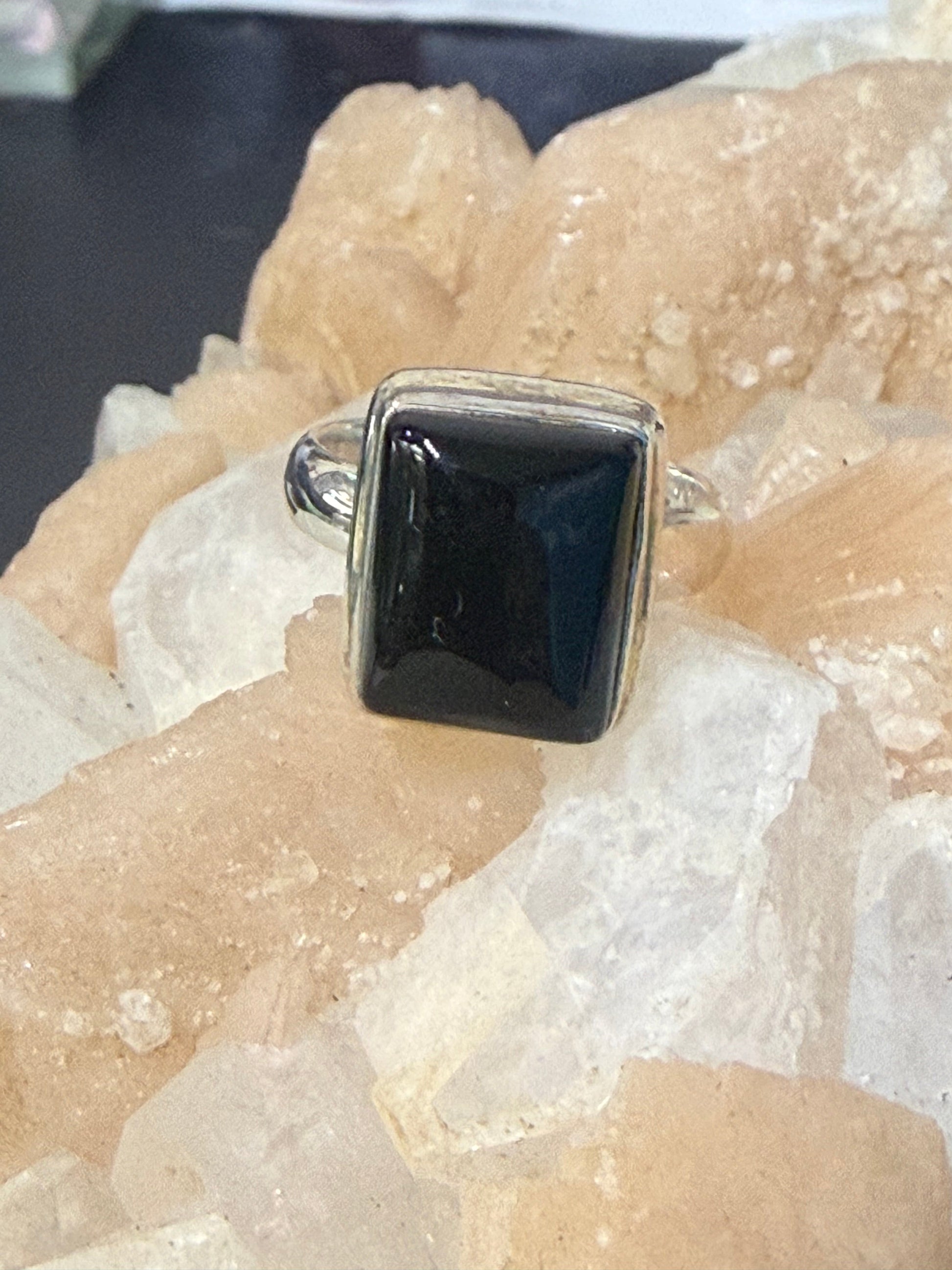 Black Onyx Sterling Silver Ring – Shield of Strength & Grounded Confidence Crystal Wellness