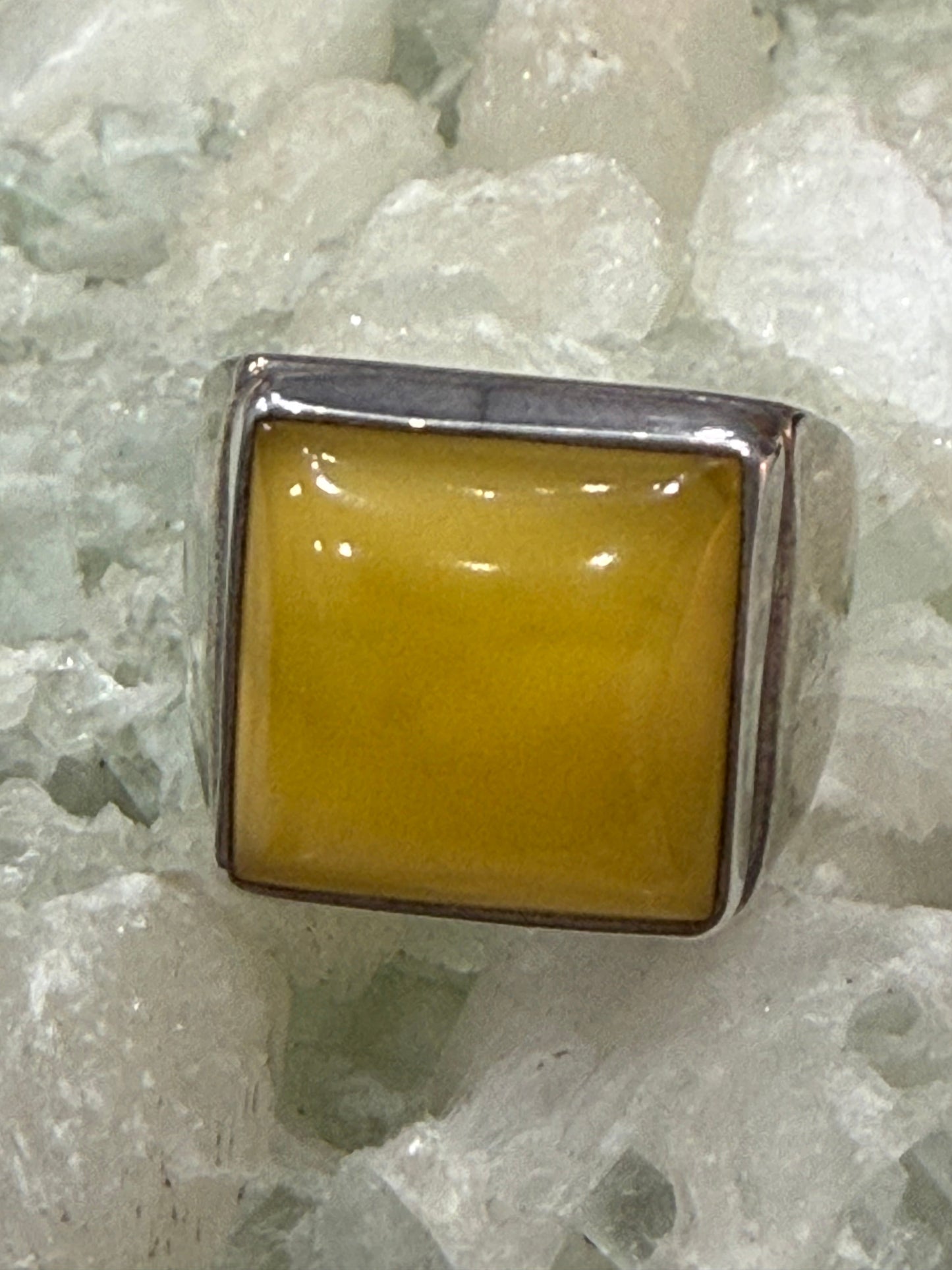 Butterscotch Amber Men’s Silver Ring – Size 11 Crystal Wellness