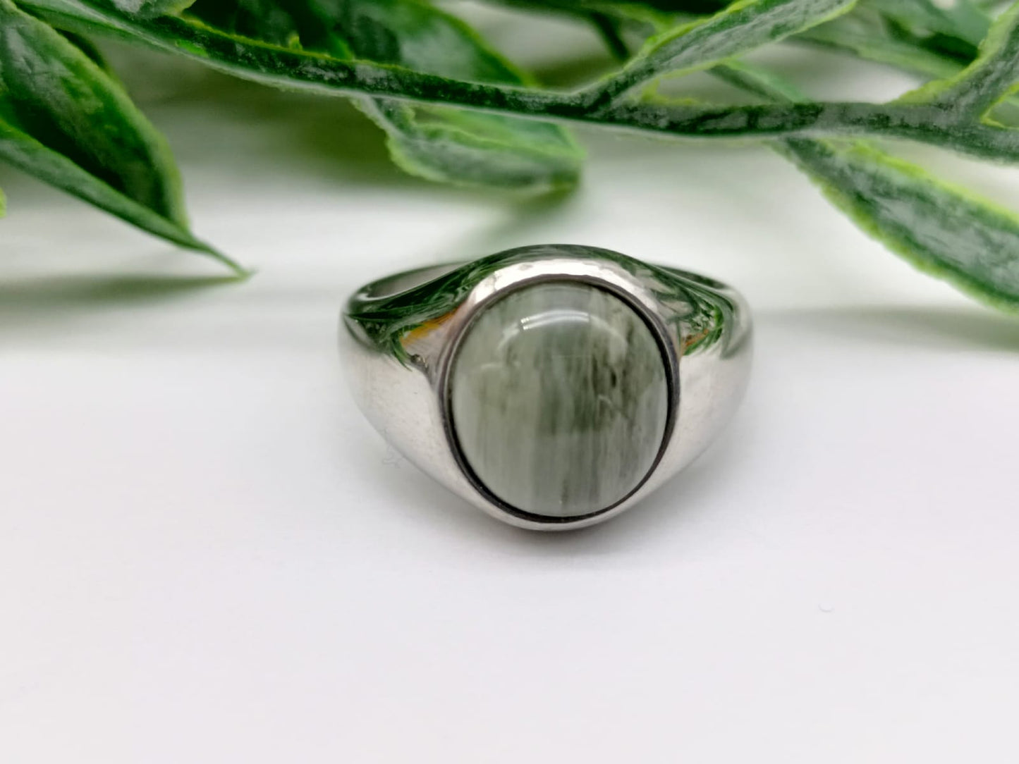 Actinolite Titanium Ring Size 9 US Crystal Wellness