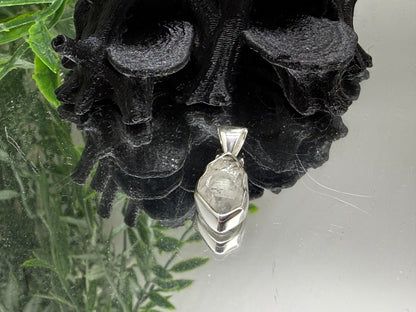 HERKIMER DIAMOND SILVER PENDANT — “Clarity, Light & Spiritual Connection”, 17mmx9mm Crystal Wellness