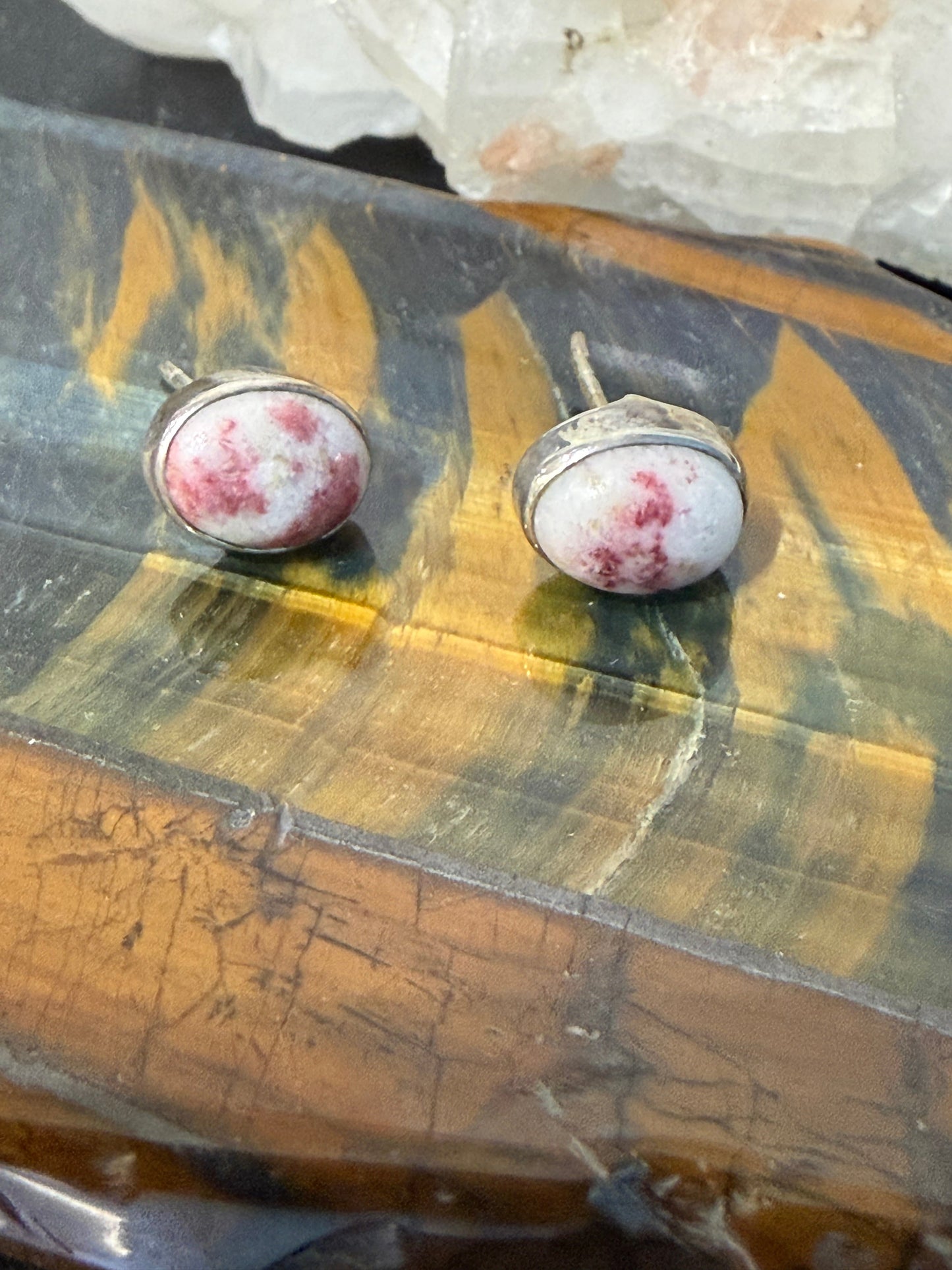 Cinnabar Stud Earrings – Prosperity, Confidence & Inspired Success, 9mmx7mm Crystal Wellness