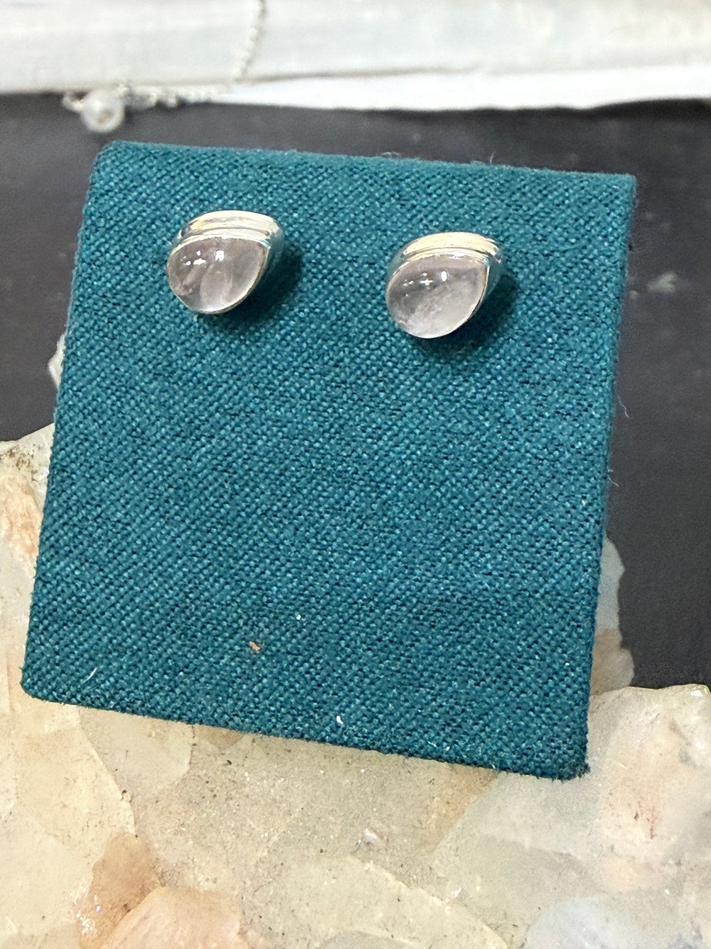 Moonstone Stud Earrings – Intuition, Inner Peace & Divine Feminine Energy, 7mmx5mm Crystal Wellness