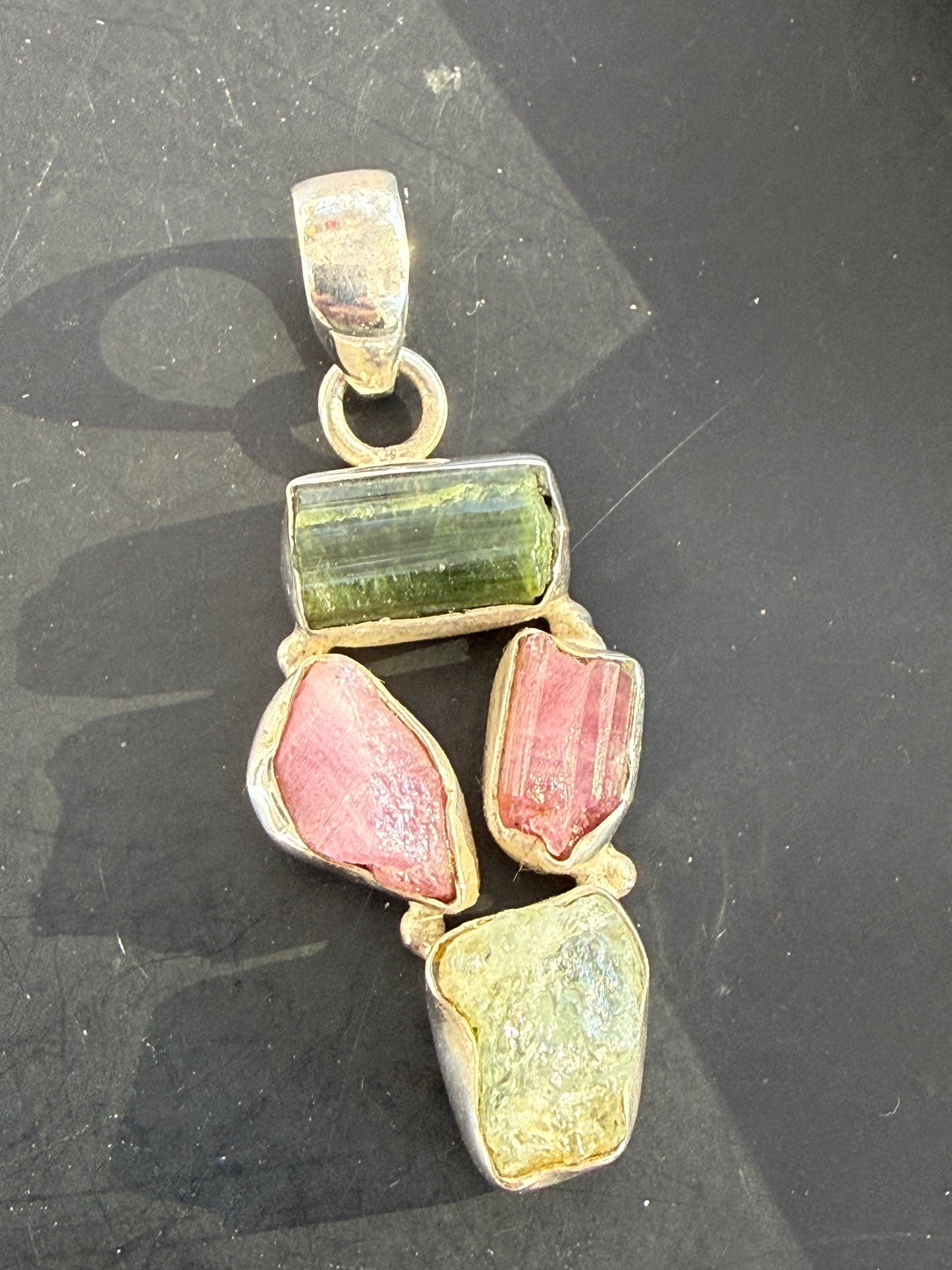 Green & Pink Tourmaline with Peridot Pendant Crystal Wellness
