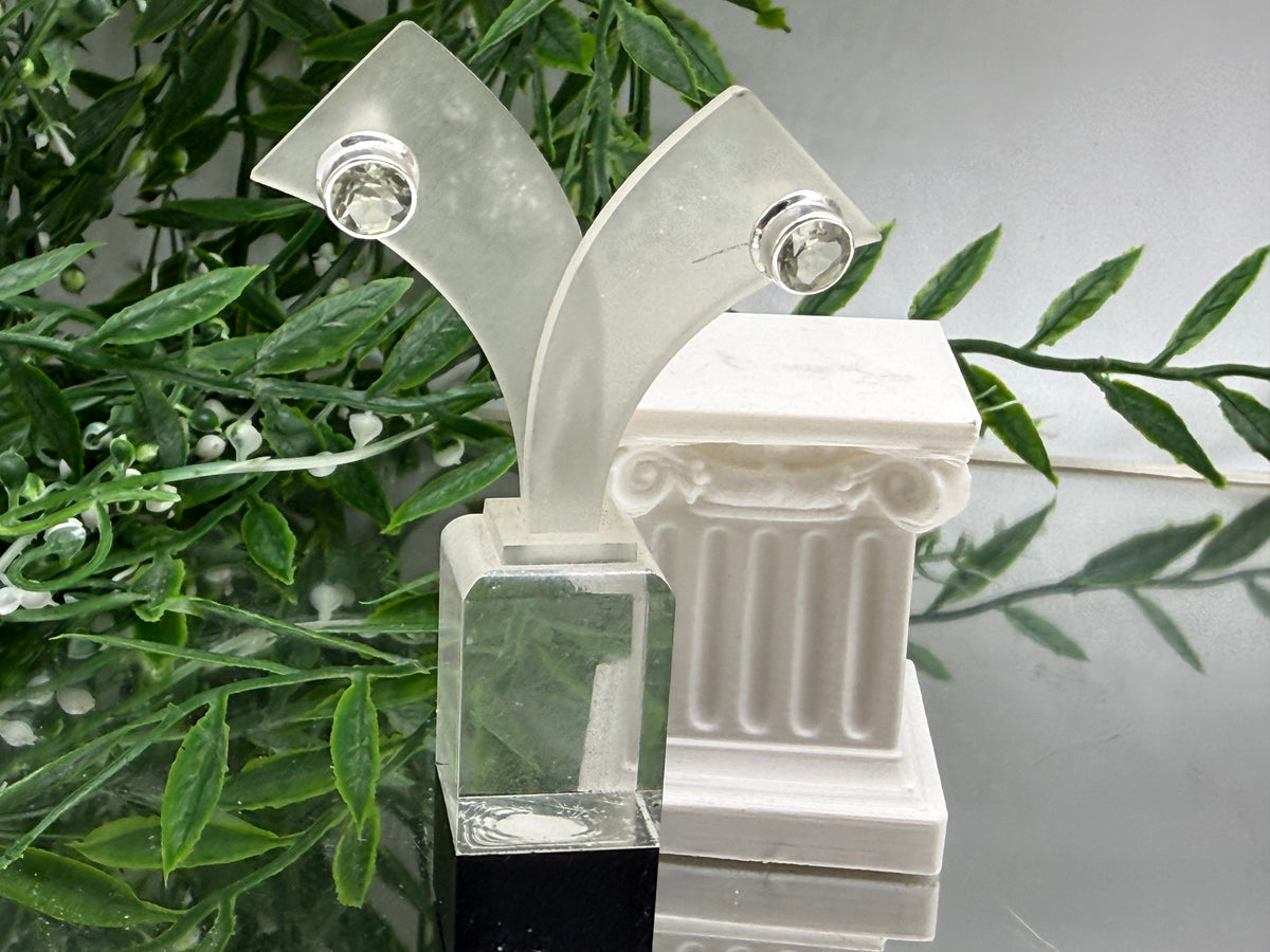 PRASIOLITE STUD EARRINGS

“Stone of Spiritual Growth, Heart Healing & Abundance”, 9mmx9mm Crystal Wellness