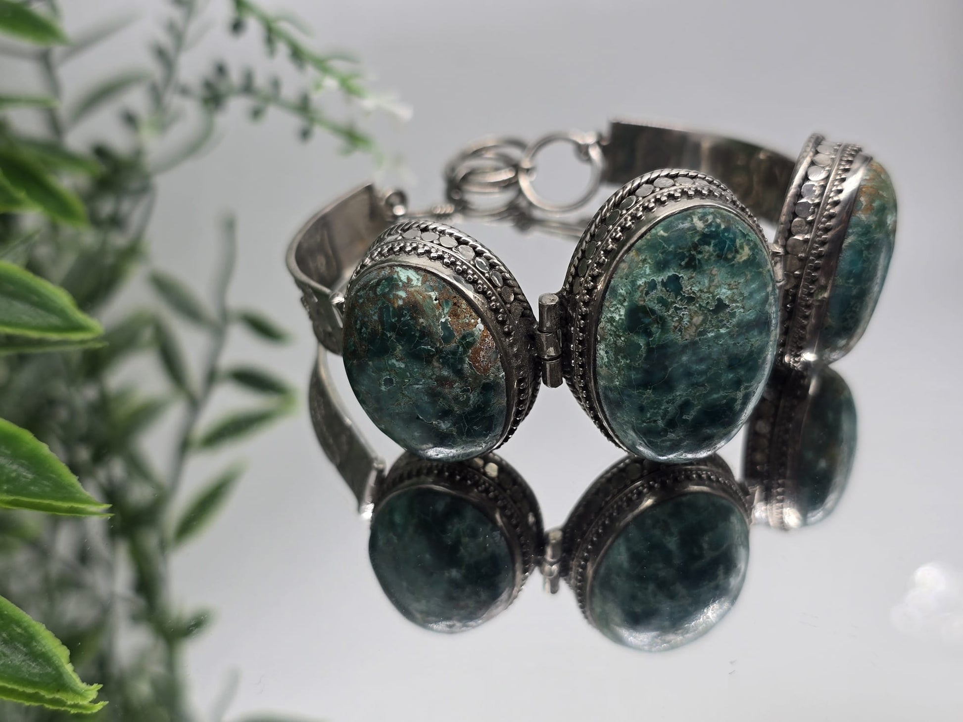Chrysocolla 925 Sterling Silver Bracelet Crystal Wellness