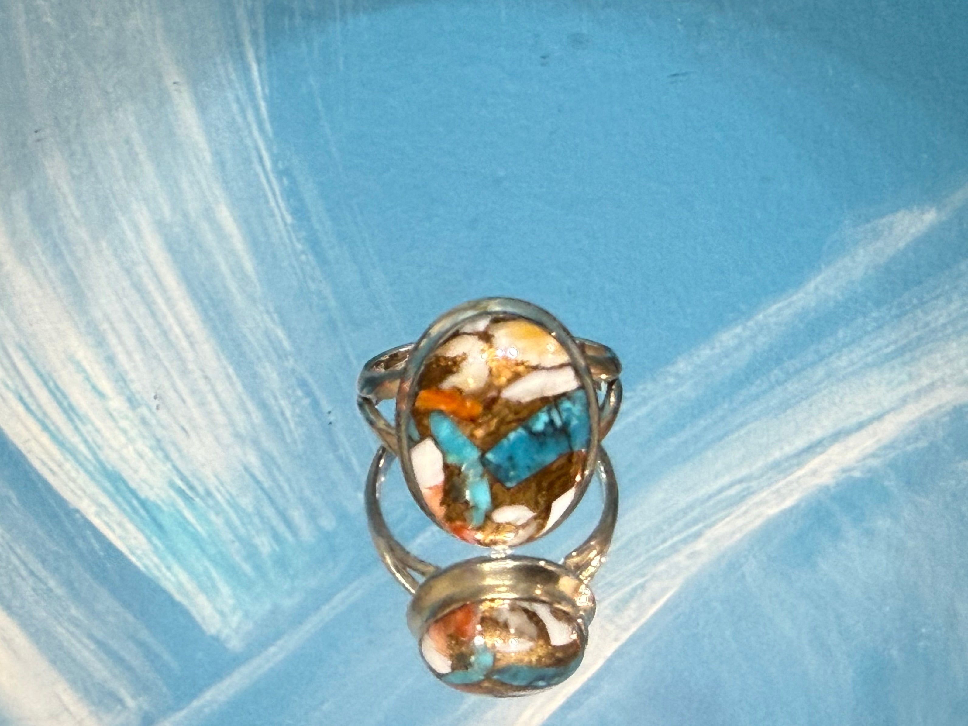 Spiny Oyster Turquoise Ring, size 8 – A Symbol of Vitality, Protection & Ocean Spirit Crystal Wellness