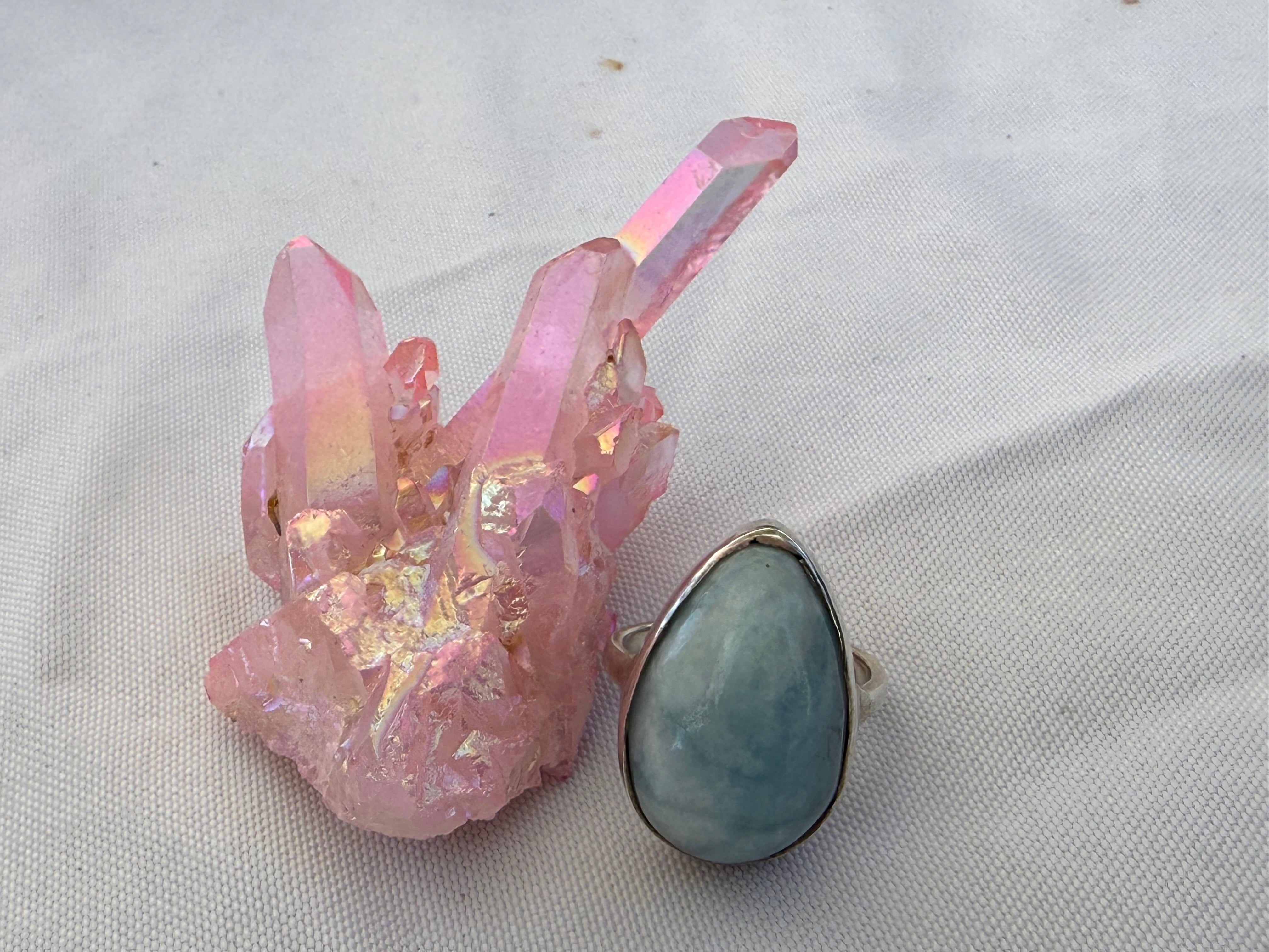 Aquamarine Ring, size 8.5

Serenity • Clear Communication • Flow Crystal Wellness