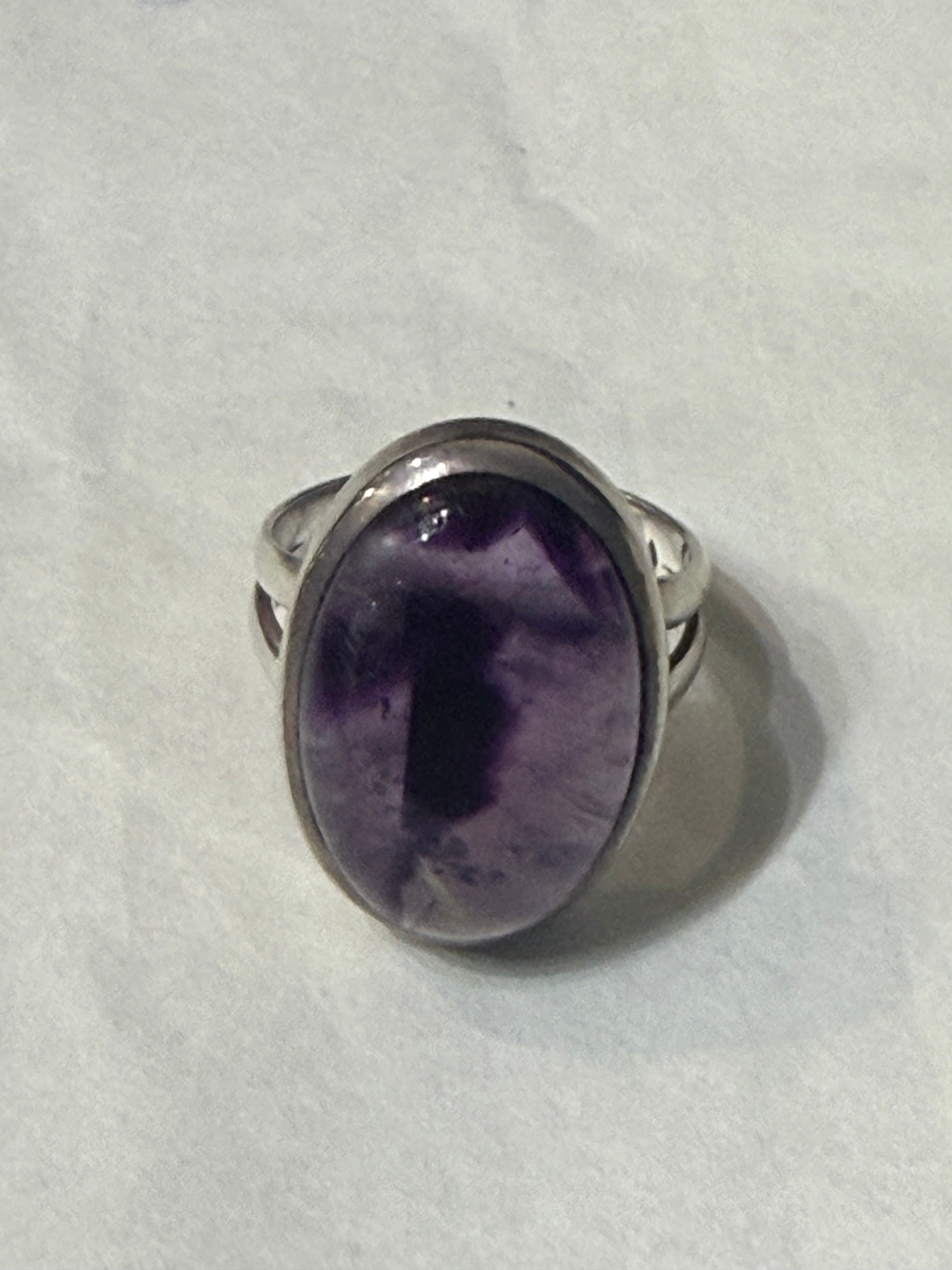 Amethyst Sterling Silver Ring – Size 7 Crystal Wellness