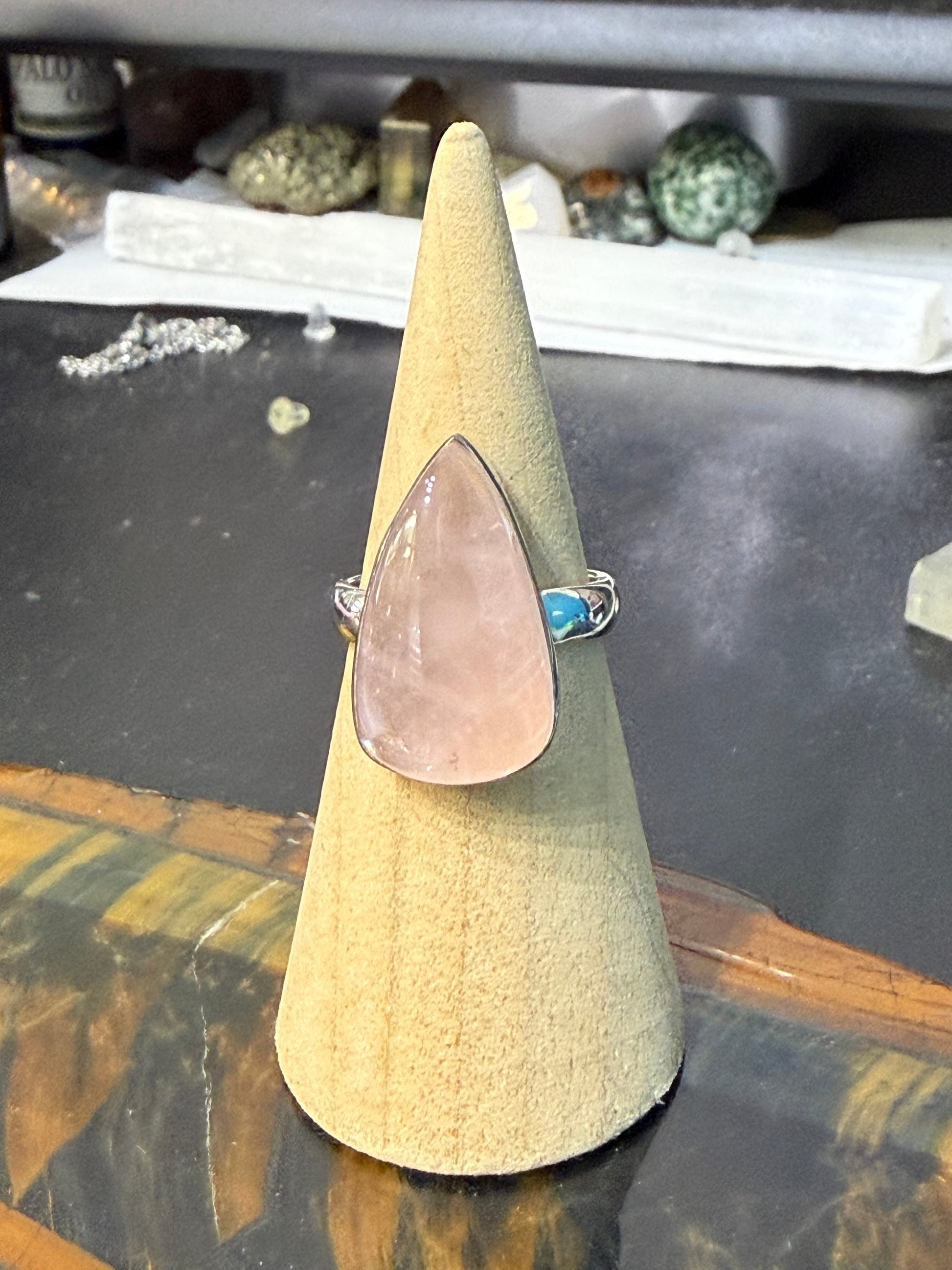 Rose Quartz Love Ring – Love, Compassion & Heart Healing, size 7 Crystal Wellness