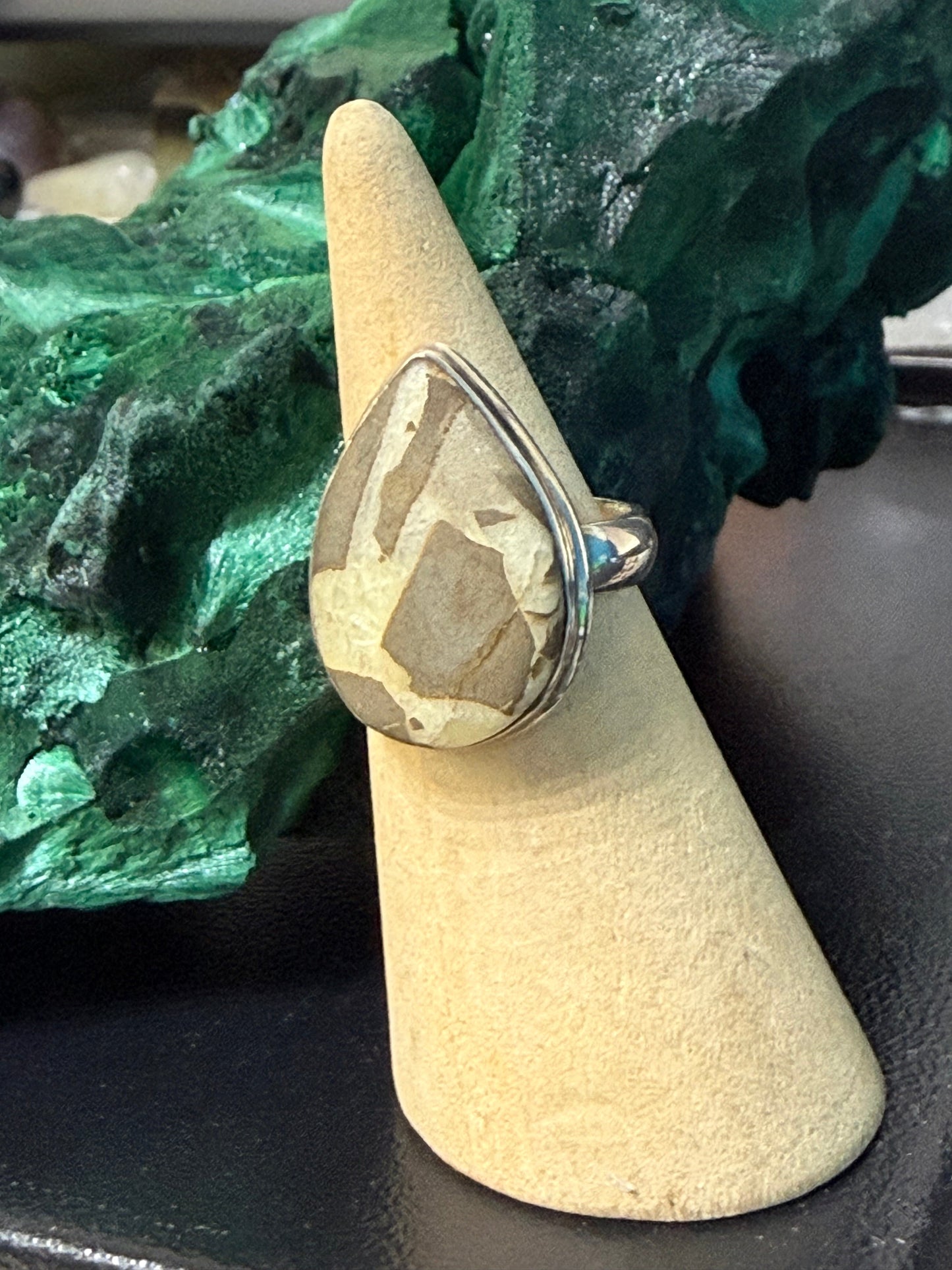 Ancient Earth Wisdom Septarian Silver Ring – Size 6 Crystal Wellness