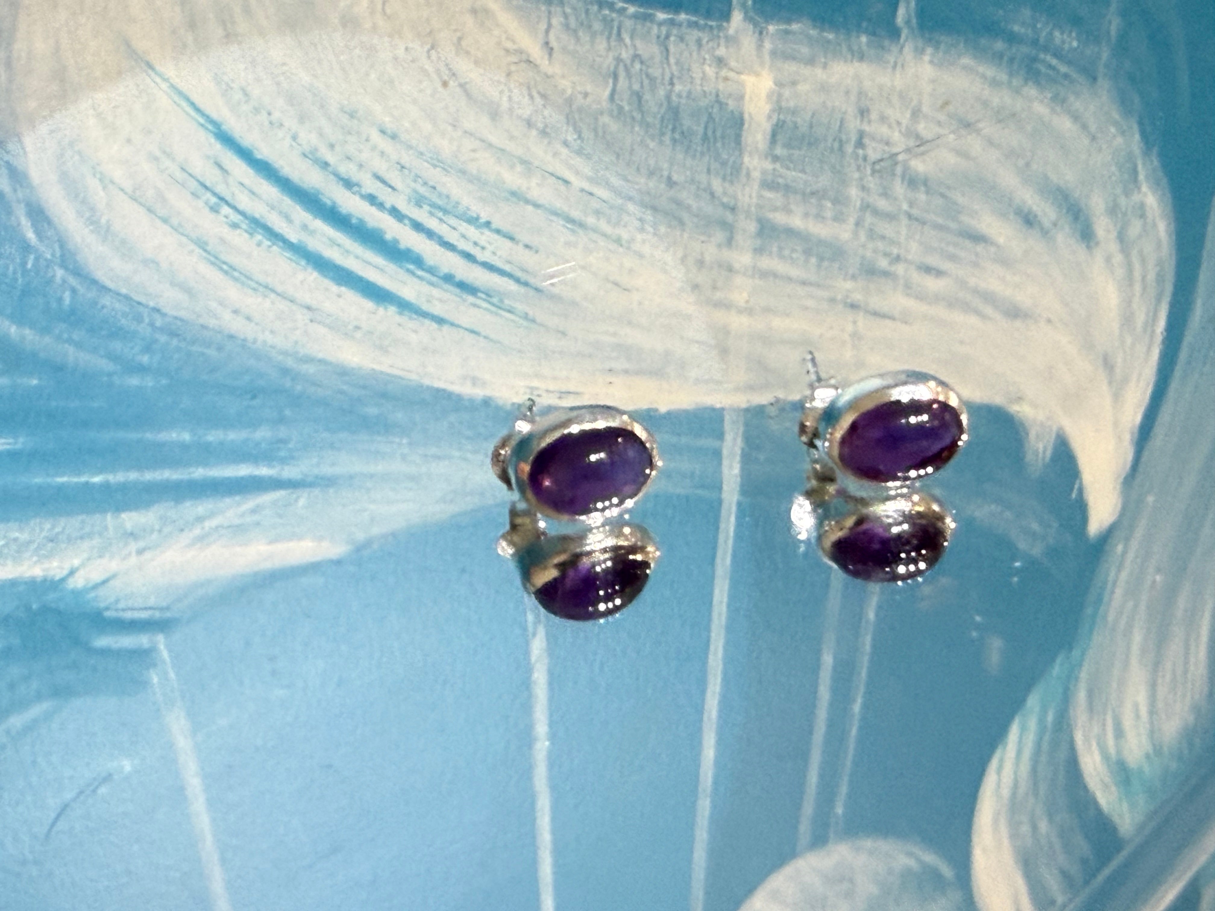 Amethyst Stud Earrings — Quiet Wisdom & Inner Peace Crystal Wellness