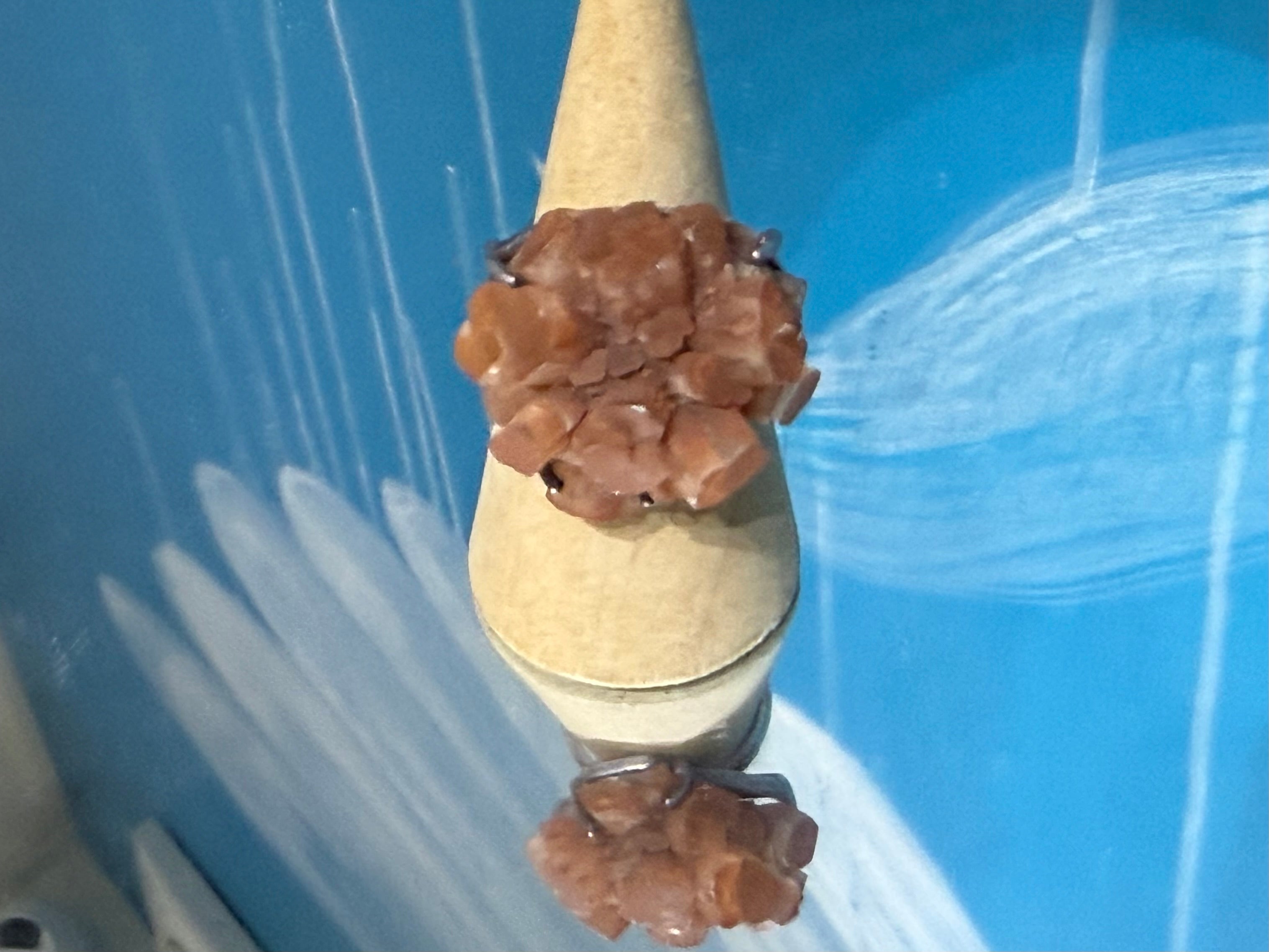 Aragonite Sputnik Ring, size 9 – Grounding, Stability & Inner Strength Crystal Wellness