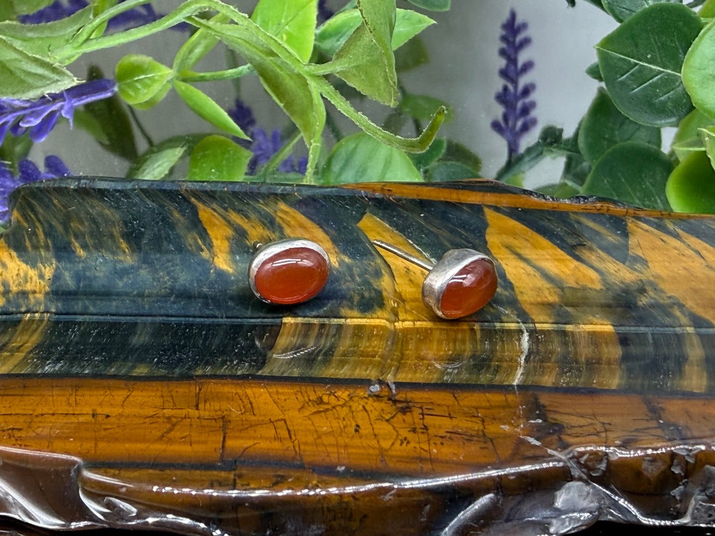 Carnelian Stud Earrings ✨, 8mmx6mm Crystal Wellness