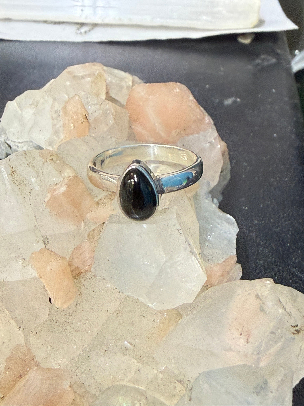 Black Star Ring — Inner Strength & Protection, size 7.75 Crystal Wellness