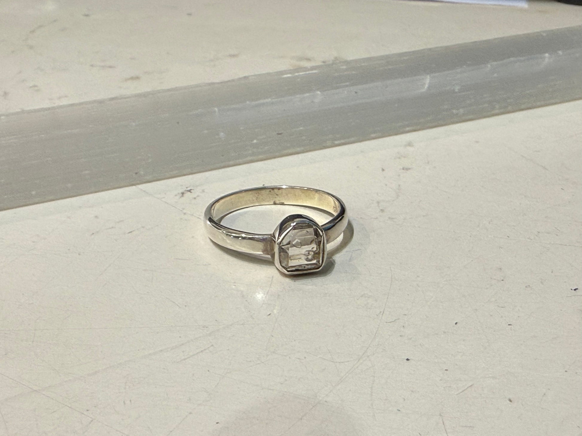 Herkimer Diamond Ring, size 9 – Clarity, Light & Amplified Energy Crystal Wellness