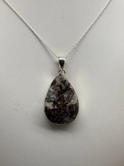 Raw Astrophyllite Sterling Silver Pendant , 31x22 mm Crystal Wellness