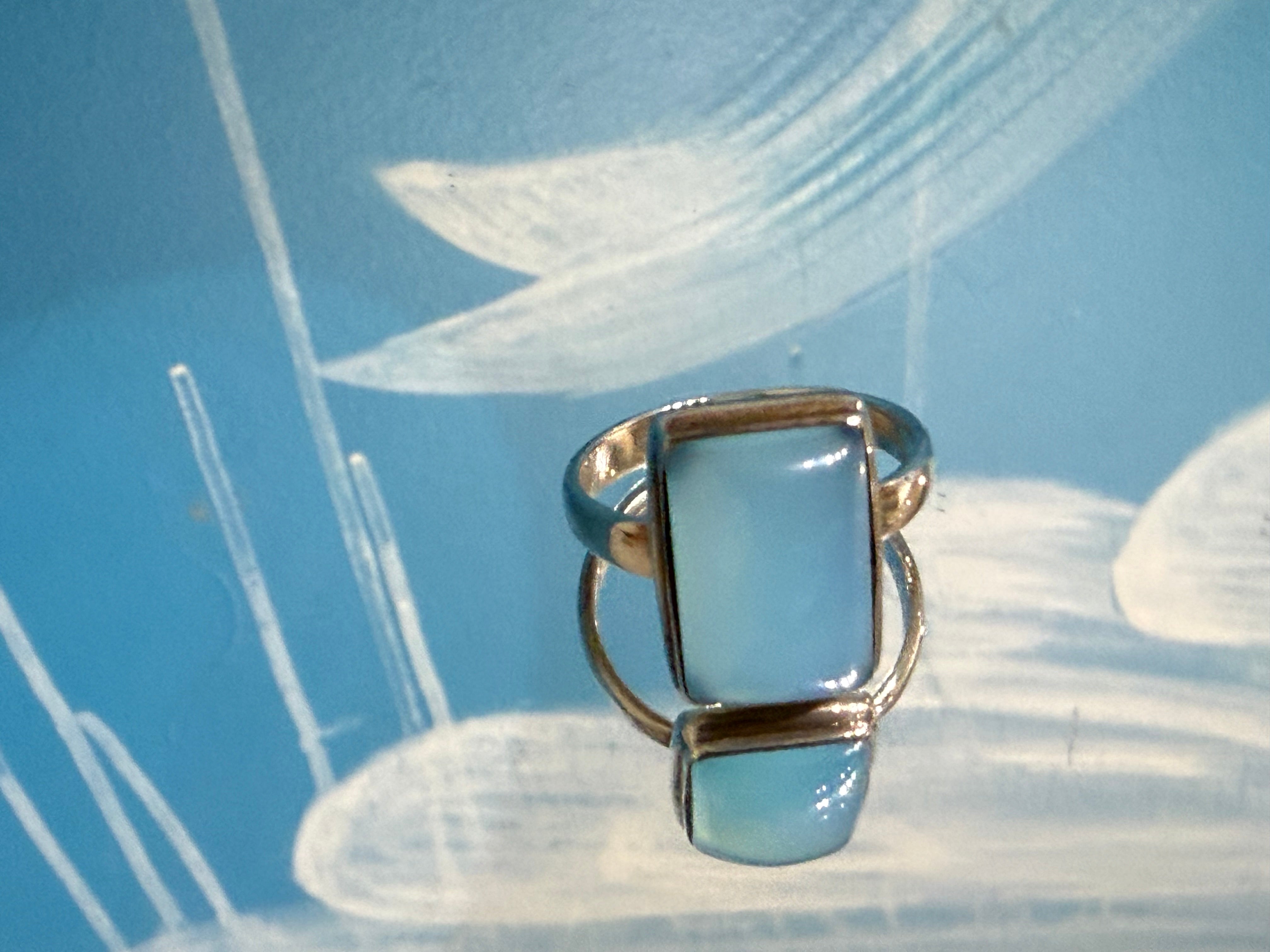 Blue Chalcedony Ring, size 9  — The Stone of Gentle Expression Crystal Wellness