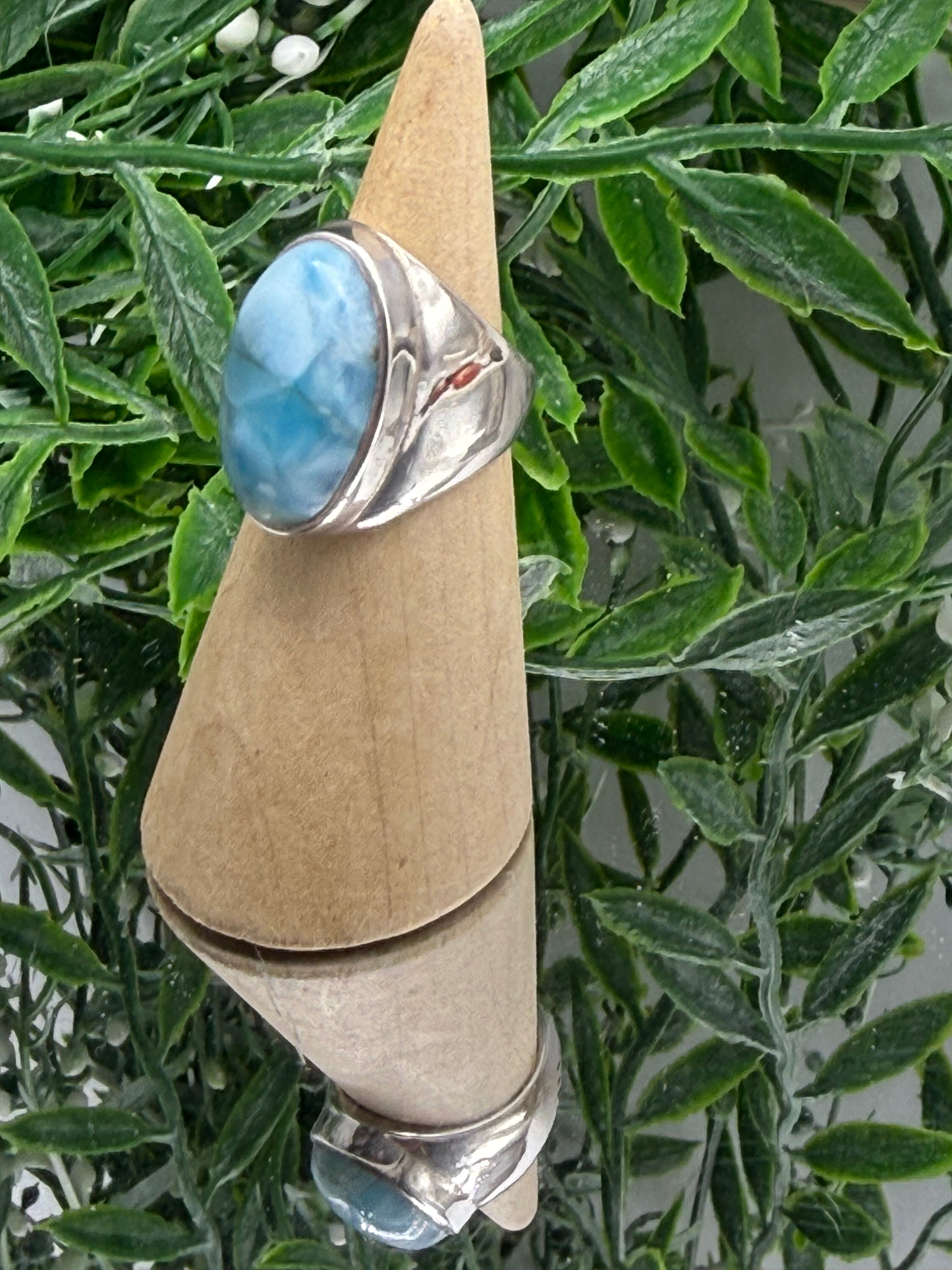 Larimar Sterling Silver Men’s Ring – Size 5 Crystal Wellness