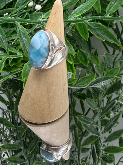 Larimar Sterling Silver Men’s Ring – Size 5 Crystal Wellness