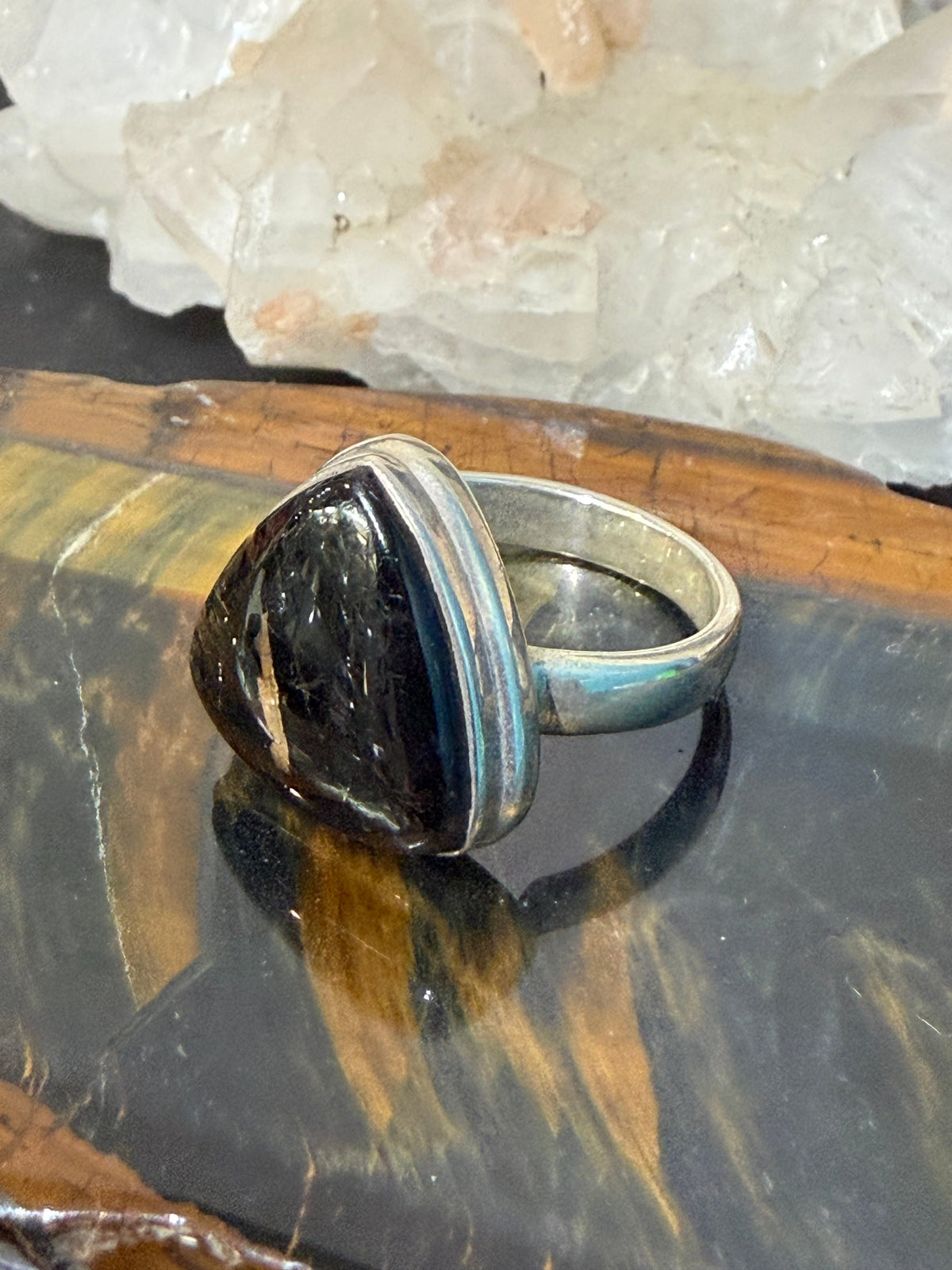 Nuummite Ring — The Stone of Deep Protection & Inner Power, size 8.75 Crystal Wellness