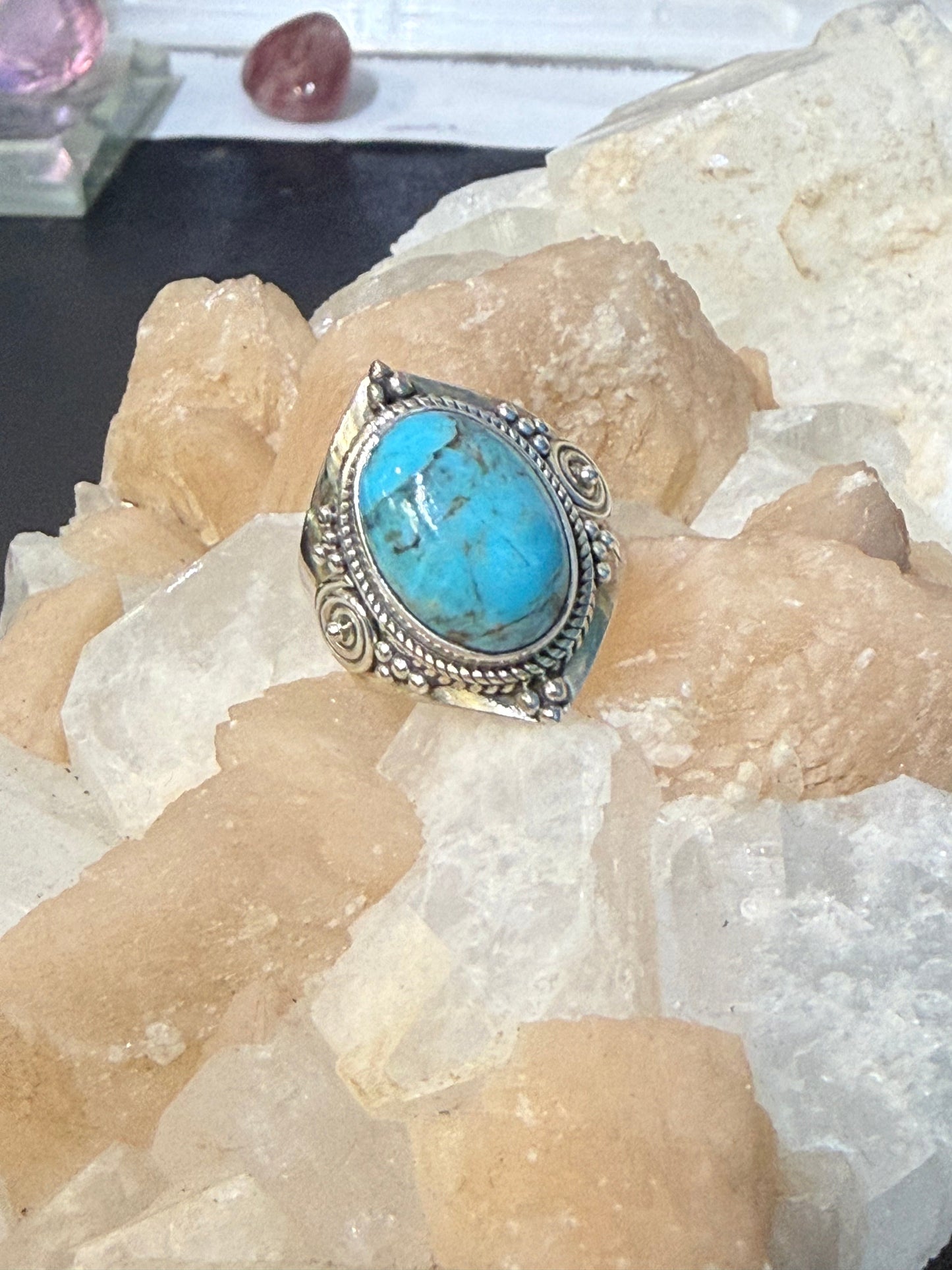 Blue Mohave Turquoise Sterling Silver Ring – Size 6.5 | Stone of Expression & Inner Harmony Crystal Wellness