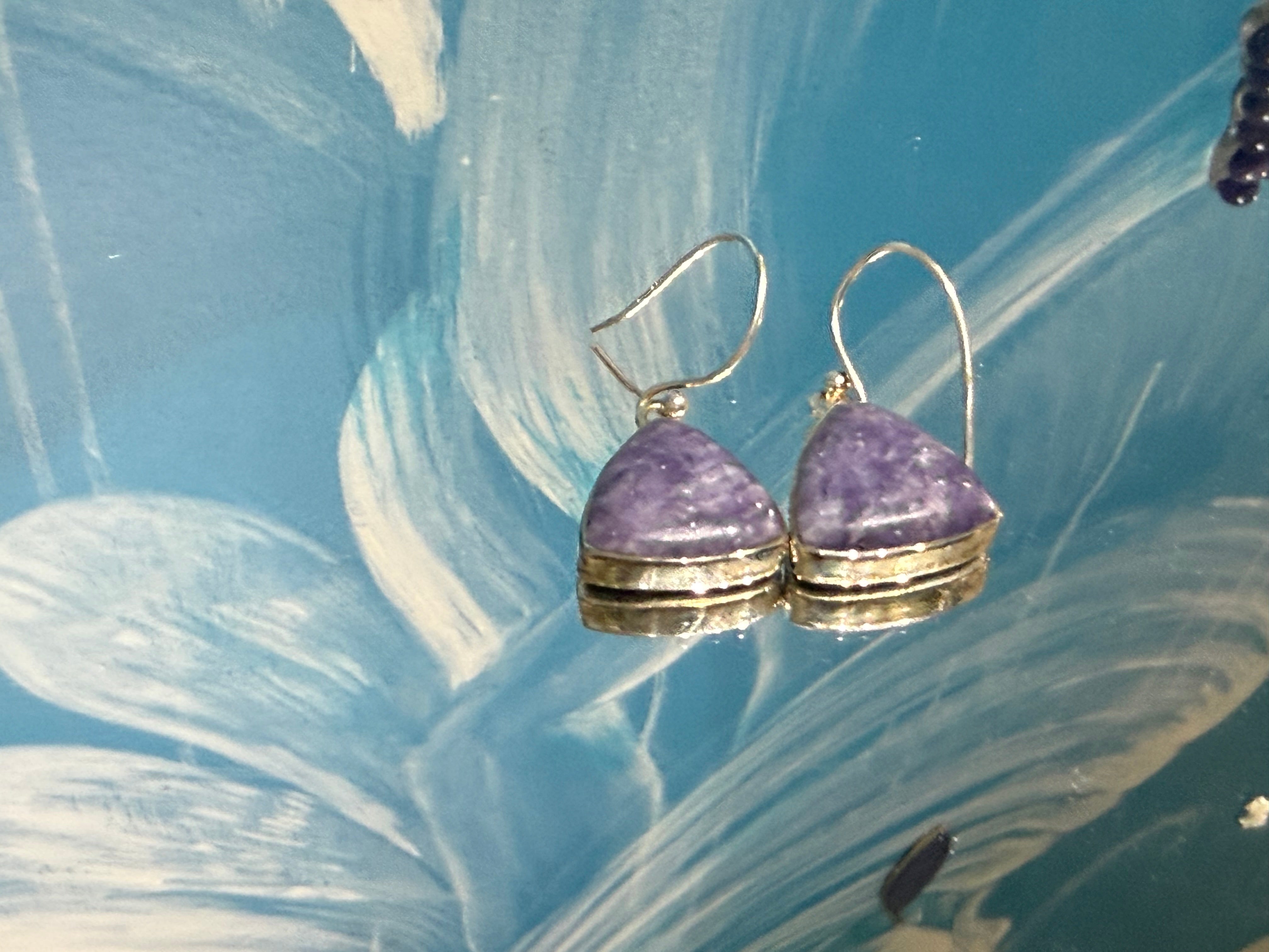 Lepidolite Earrings — Serenity in Soft Lavender, 15mmx15mm Crystal Wellness