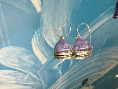 Lepidolite Earrings — Serenity in Soft Lavender, 15mmx15mm Crystal Wellness