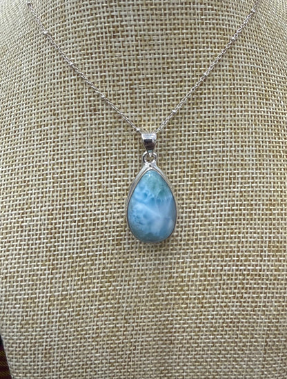 Larimar 925 Sterling Silver Pendant Crystal Wellness