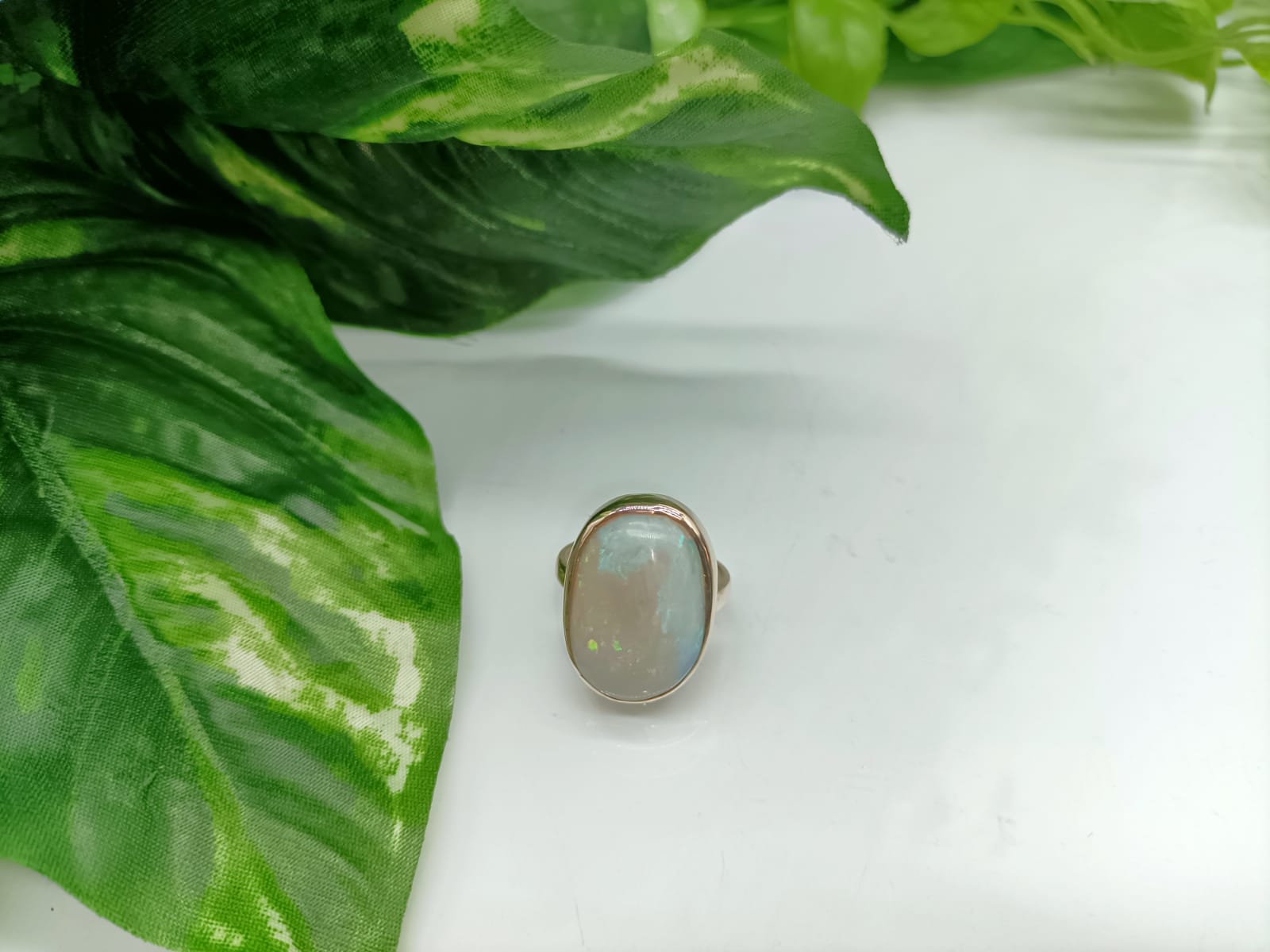 Solid Australian Opal in 9ct Rose Gold Ring Size 6.5  24x17mm Crystal Wellness