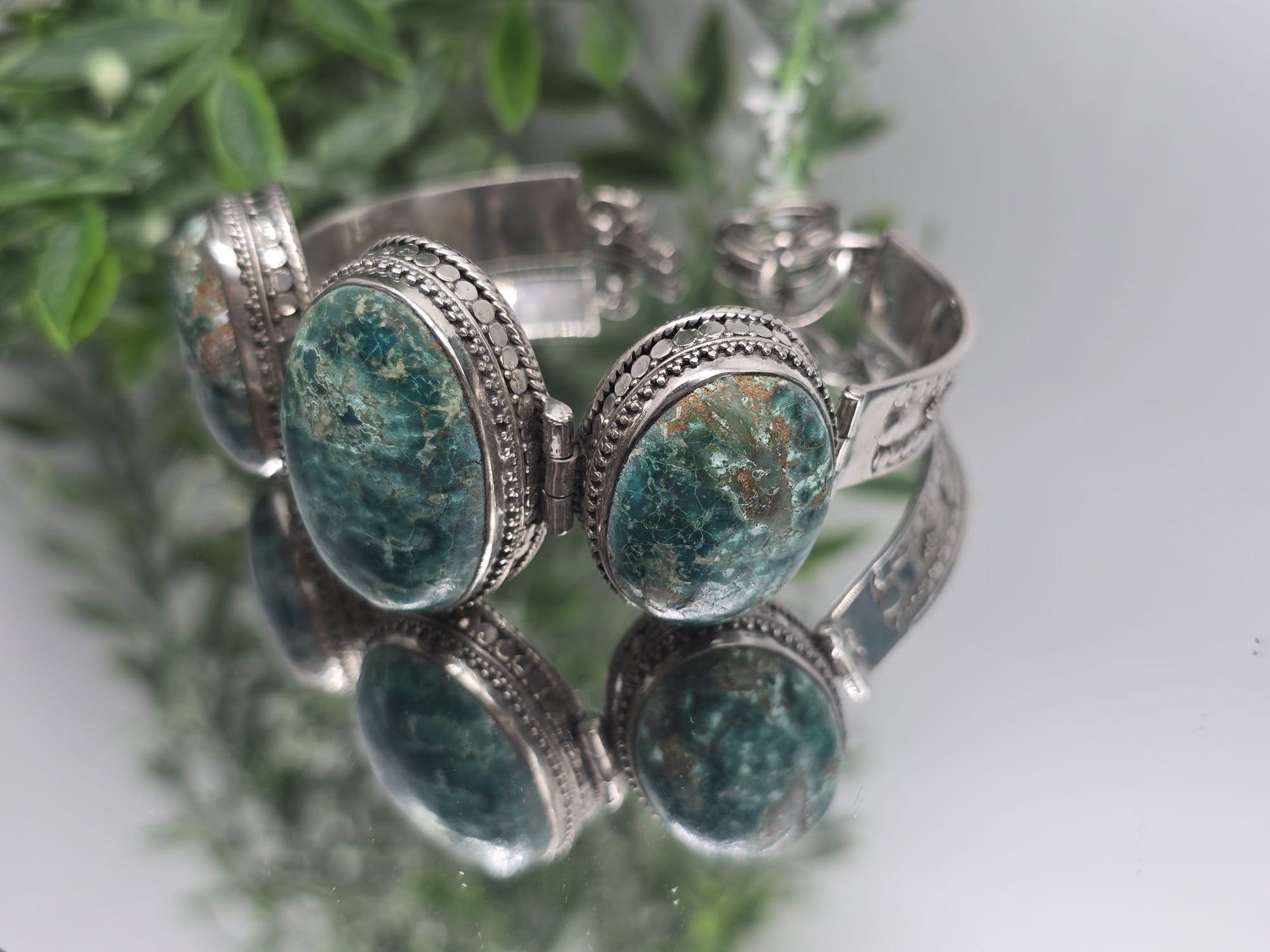 Chrysocolla 925 Sterling Silver Bracelet Crystal Wellness