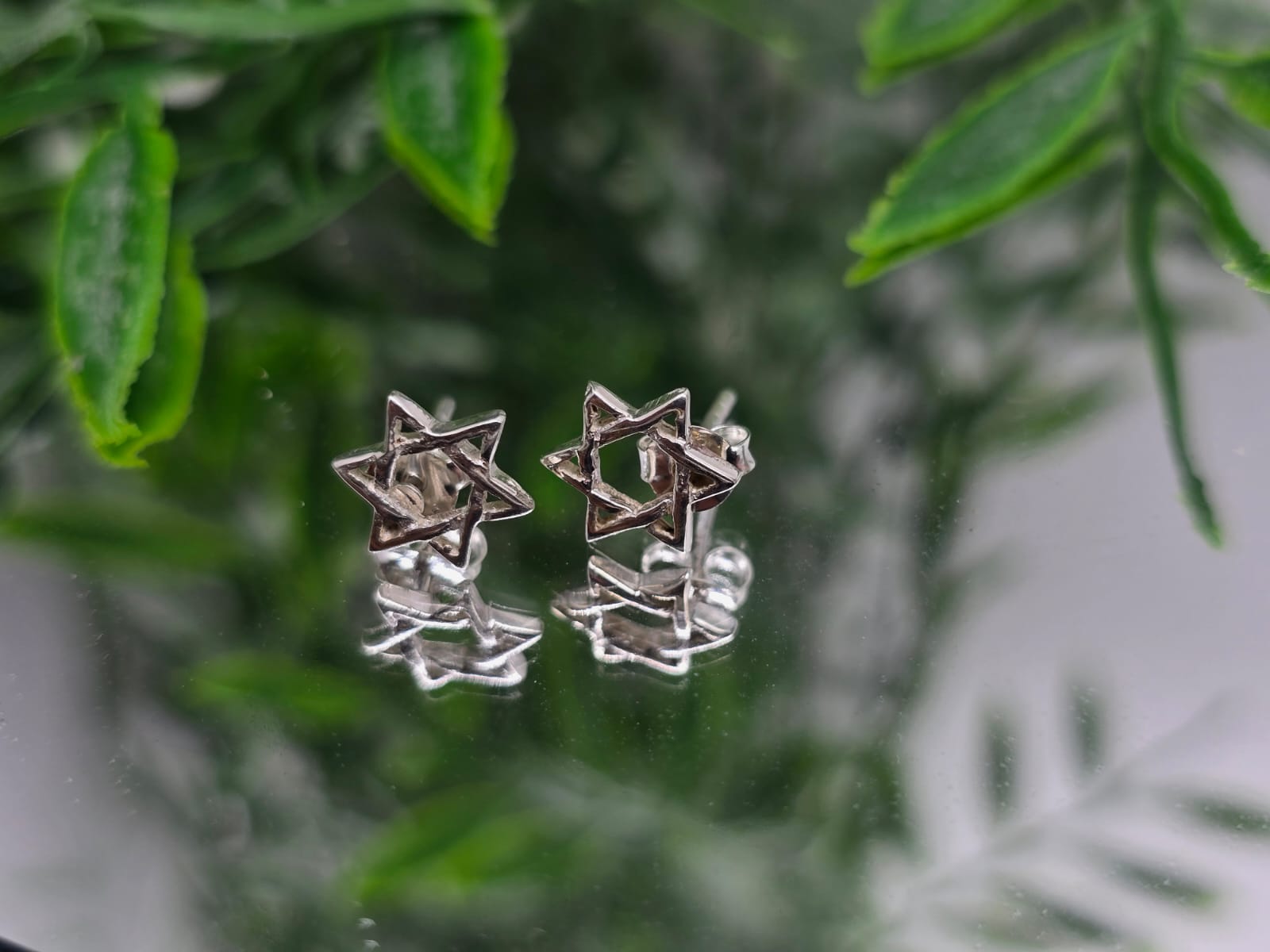 Sterling Silver Star of David Stud Earrings Crystal Wellness