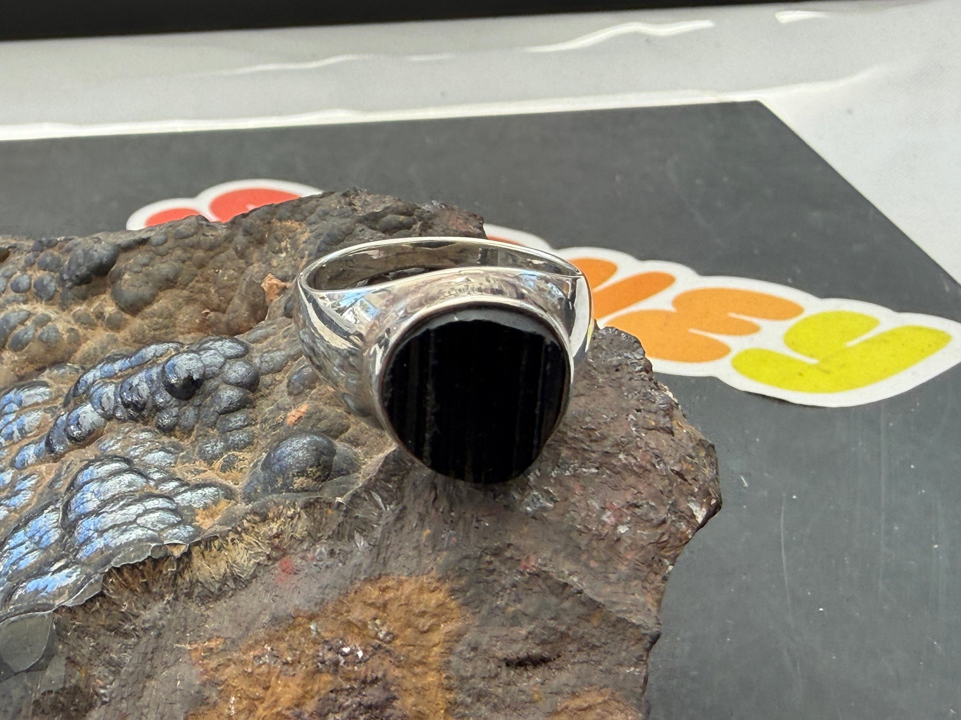 Black Tourmaline Ring — size 9 Grounding • Protection • Energetic Shield Crystal Wellness